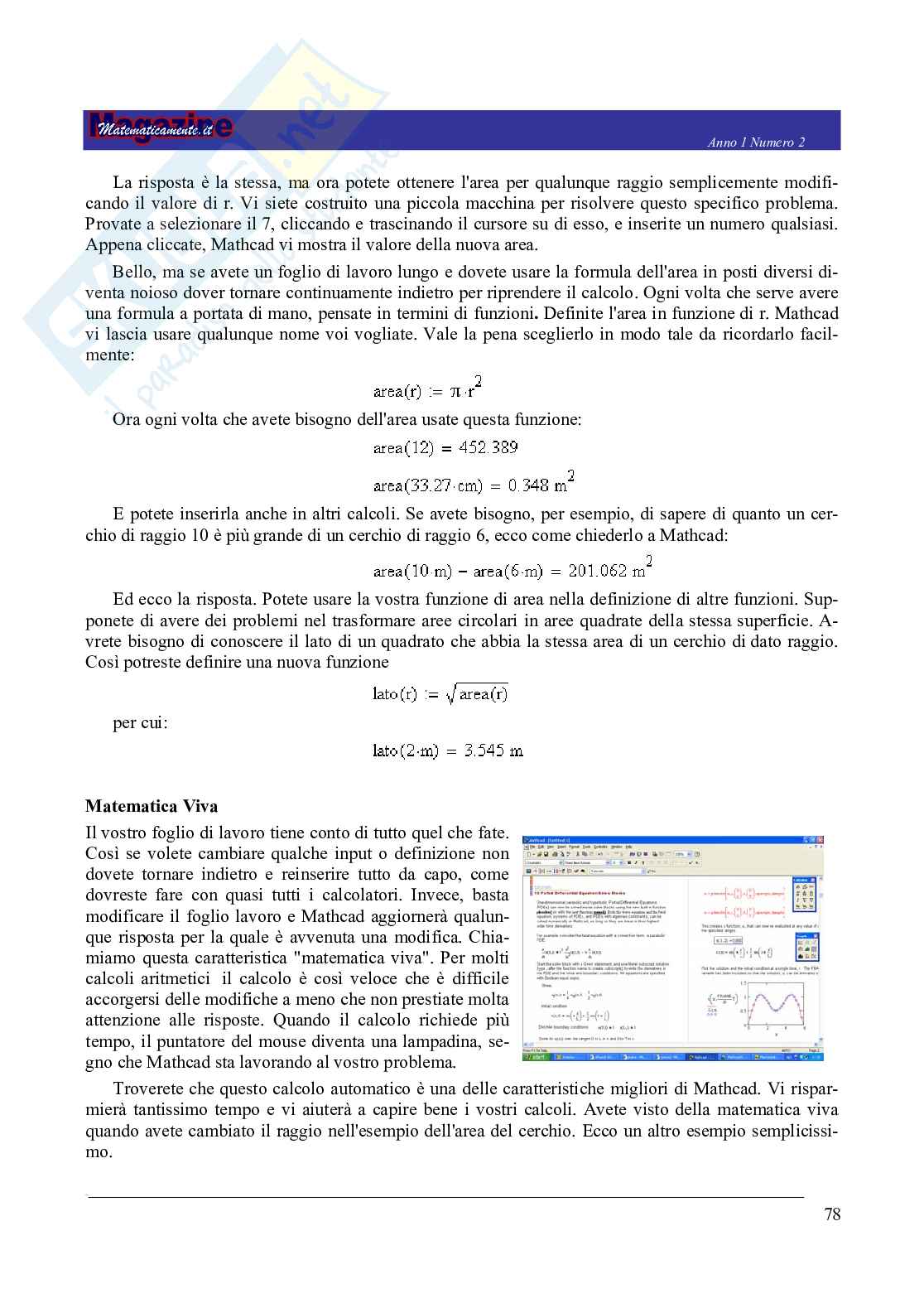 Breve guida a Mathcad Pag. 2
