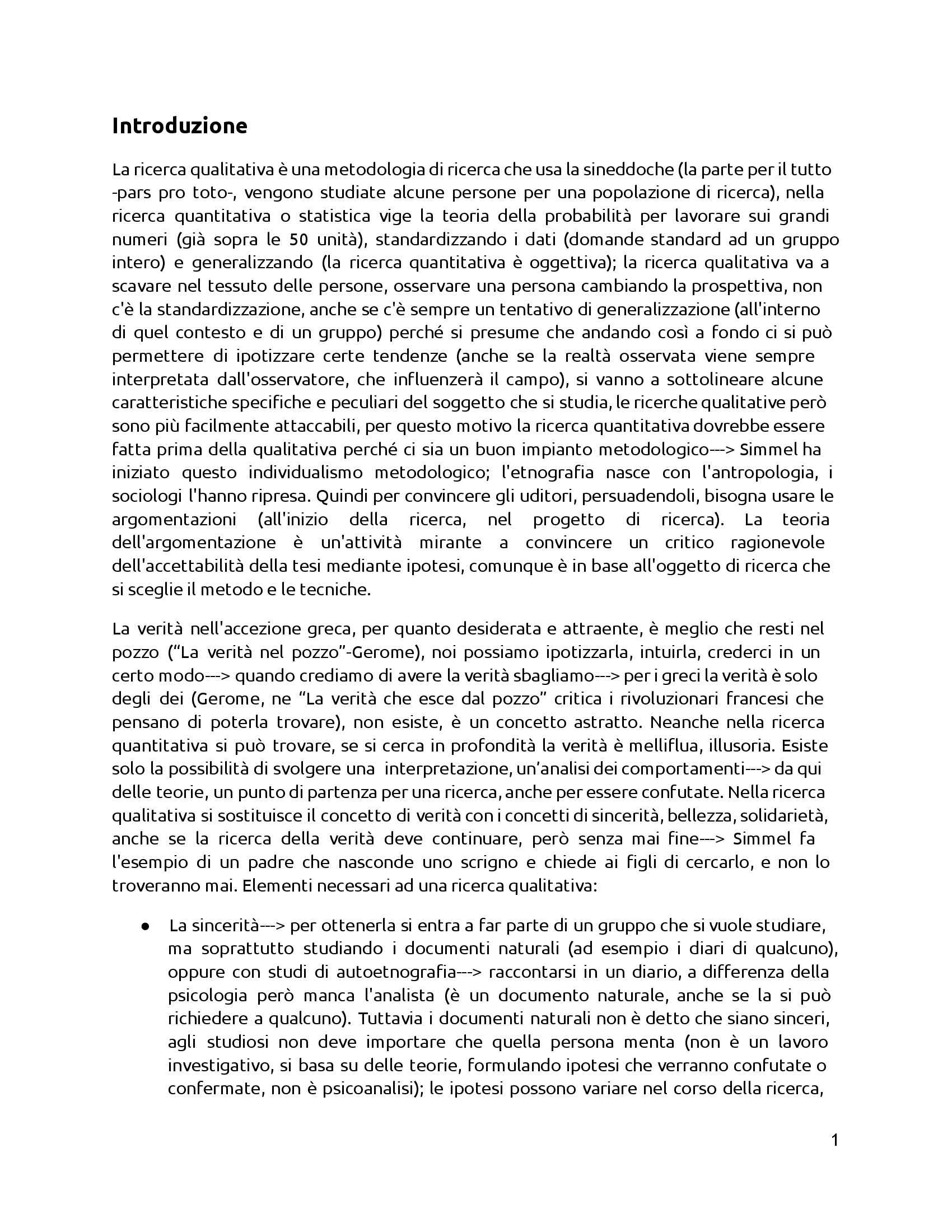 Metodi Qualitativi - Appunti Completi Pag. 1
