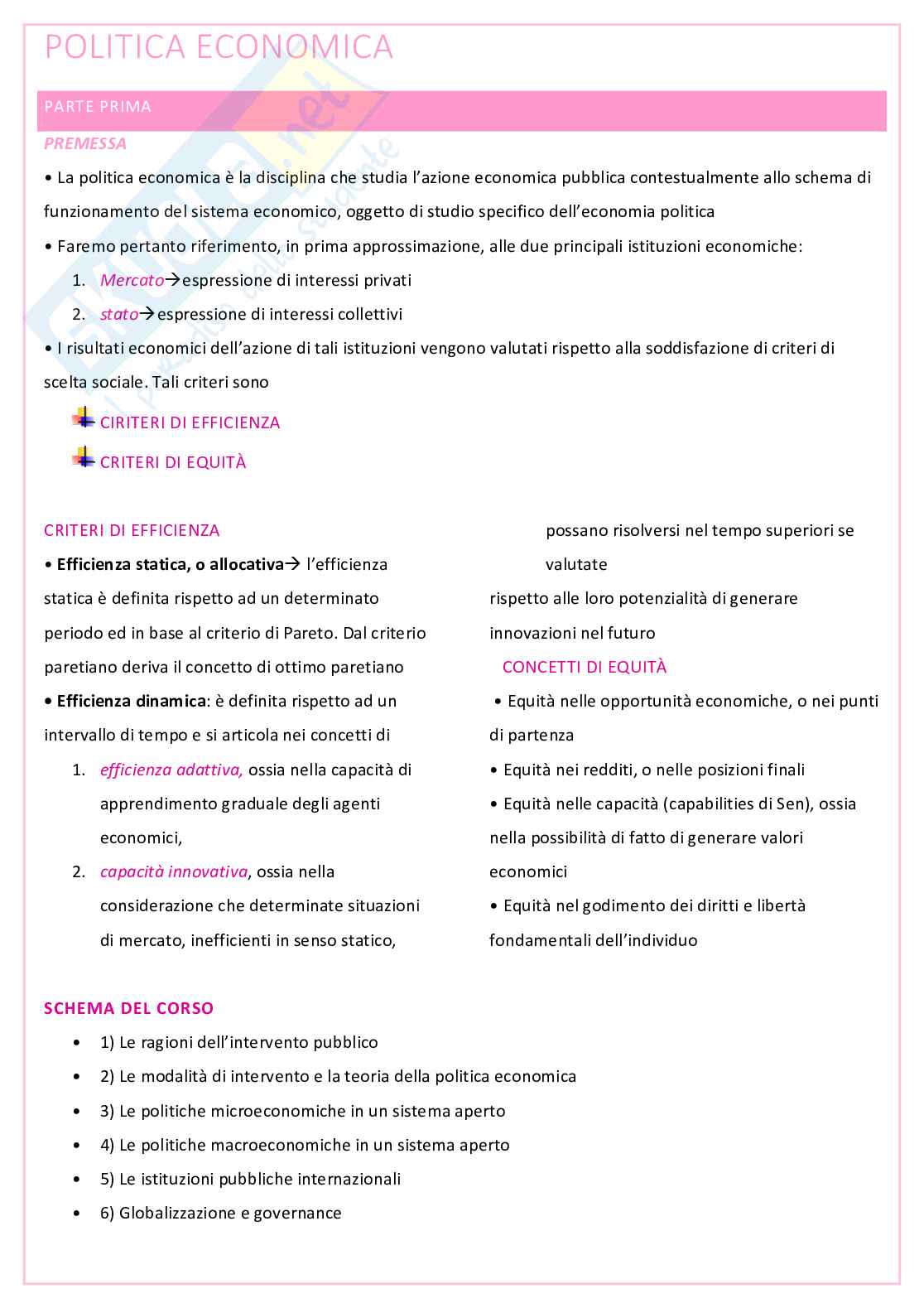 Politica economica Pag. 1