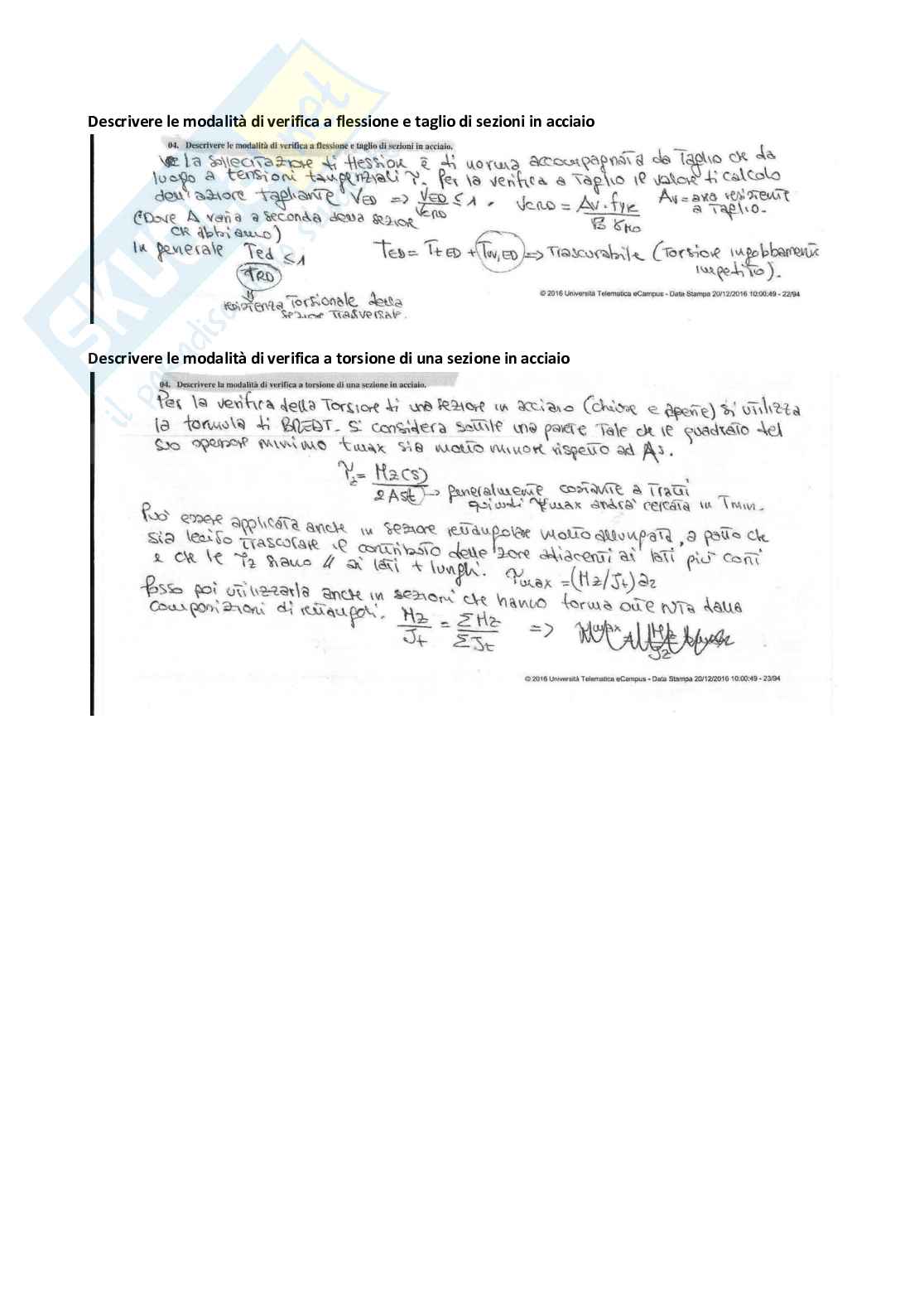 Paniere svolto di Progetto di strutture Pag. 1