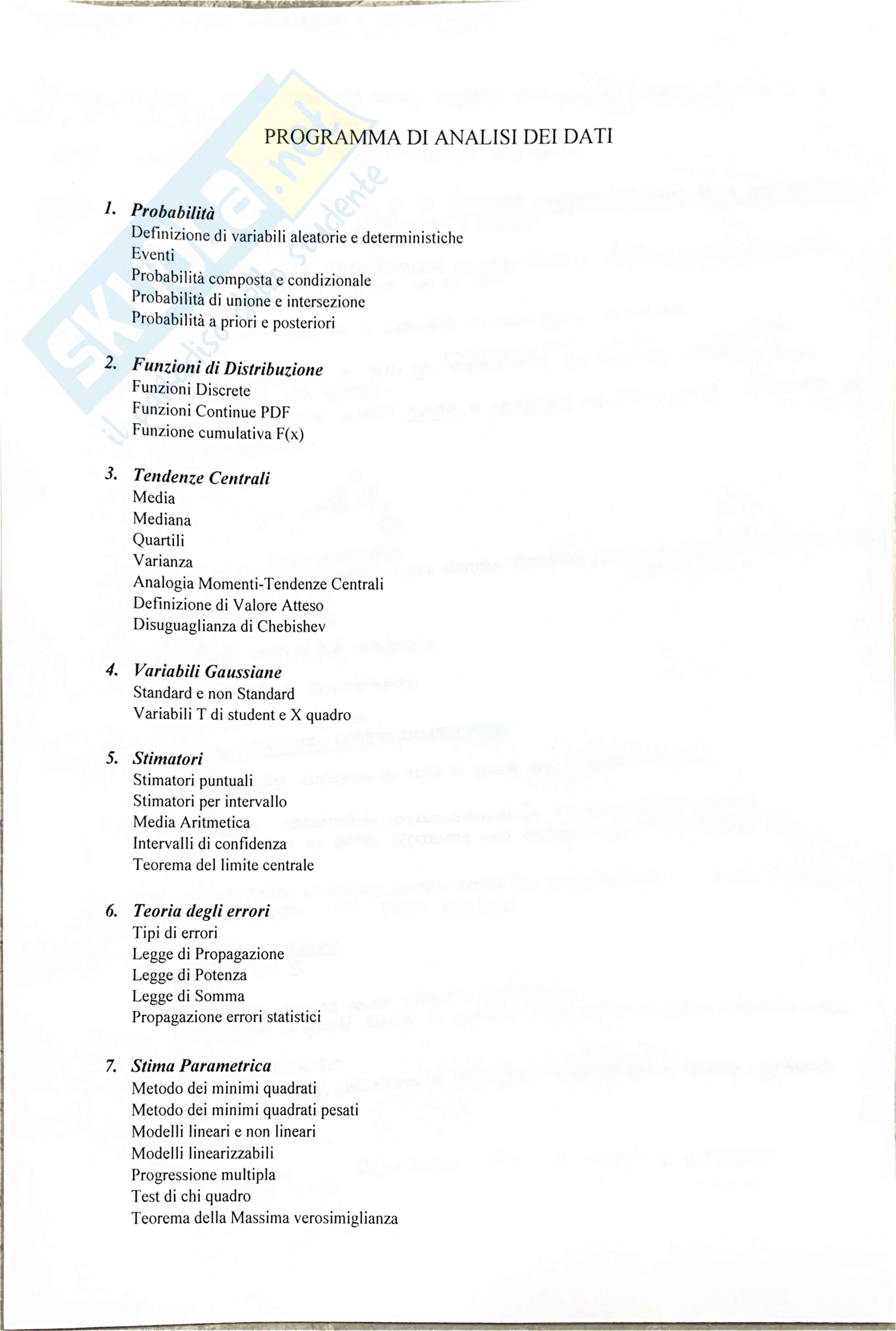 Riassunto esame Strumentazione analisi dei dati, Prof. Di Maio Francesco Paolo, libro consigliato Quaderni del Gisi, Barbaro  Pag. 1