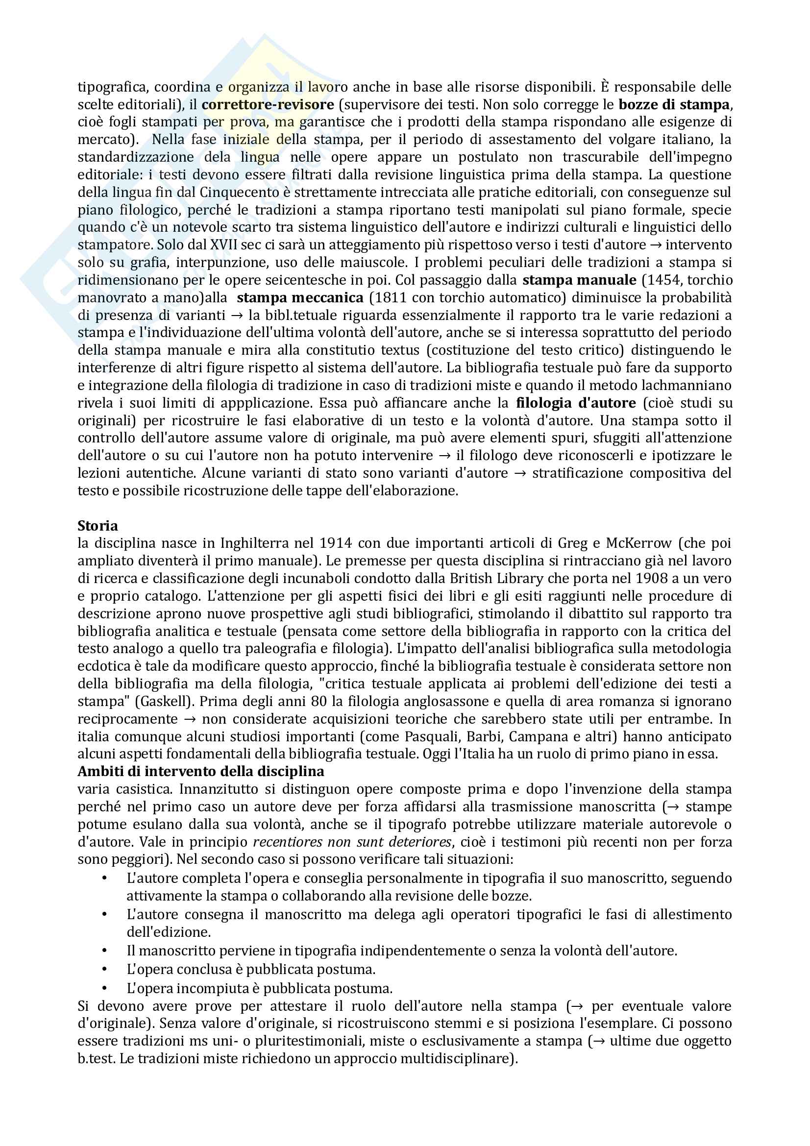 Riassunto esame Filologia italiana, prof Accame, libro consigliato Che cos'è la filologia dei testi a stampa, Villari Pag. 2