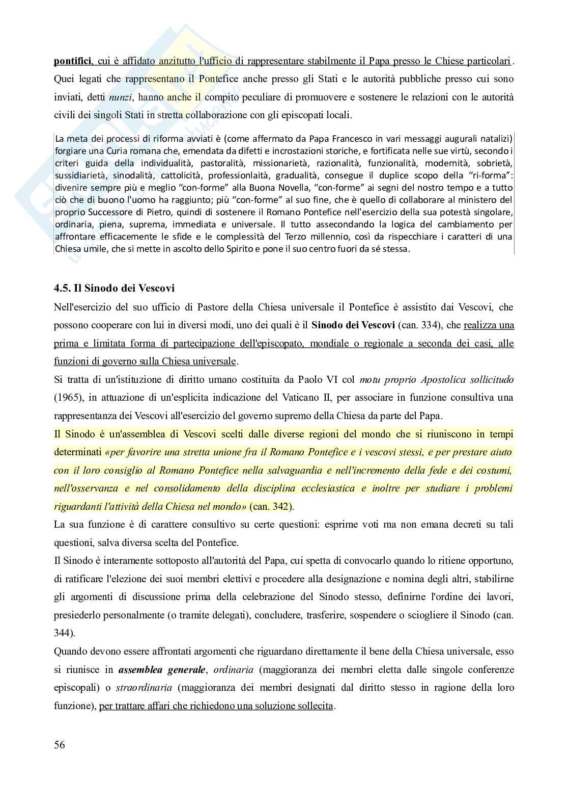 Riassunto esame Diritto canonico, Prof. Milani Daniela, libro consigliato Lezioni di diritto canonico (5^ edizione), Dalla Torre Pag. 56