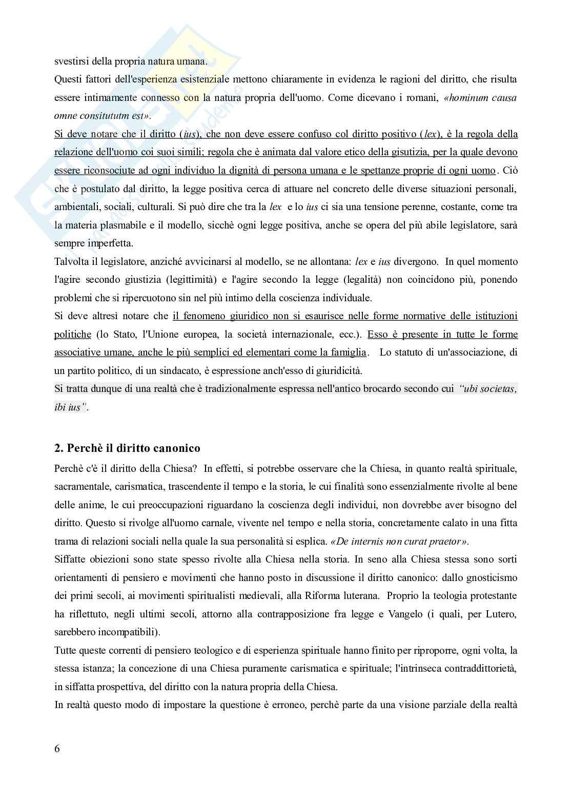 Riassunto esame Diritto canonico, Prof. Milani Daniela, libro consigliato Lezioni di diritto canonico (5^ edizione), Dalla Torre Pag. 6