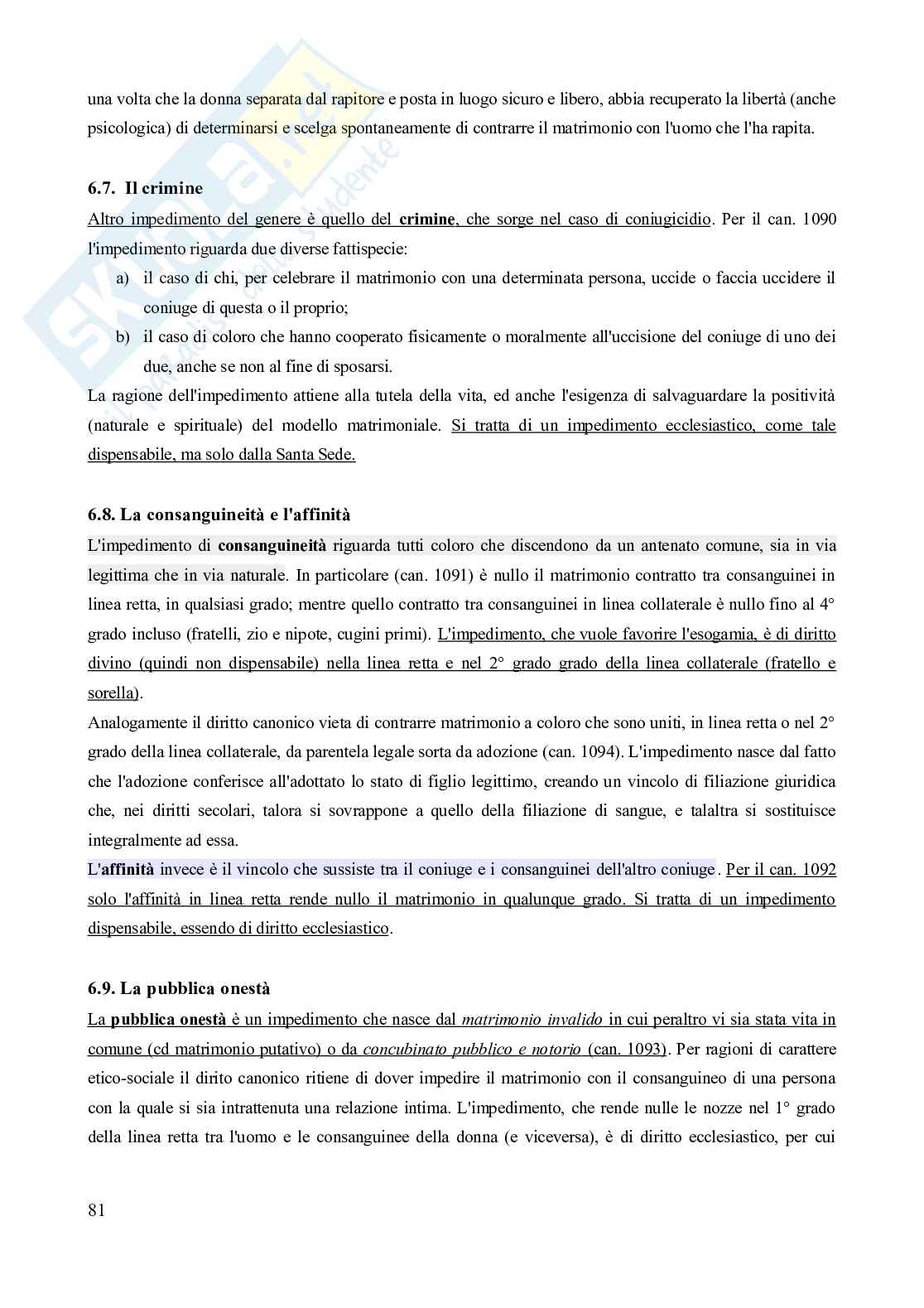Riassunto esame Diritto canonico, Prof. Milani Daniela, libro consigliato Lezioni di diritto canonico (5^ edizione), Dalla Torre Pag. 81