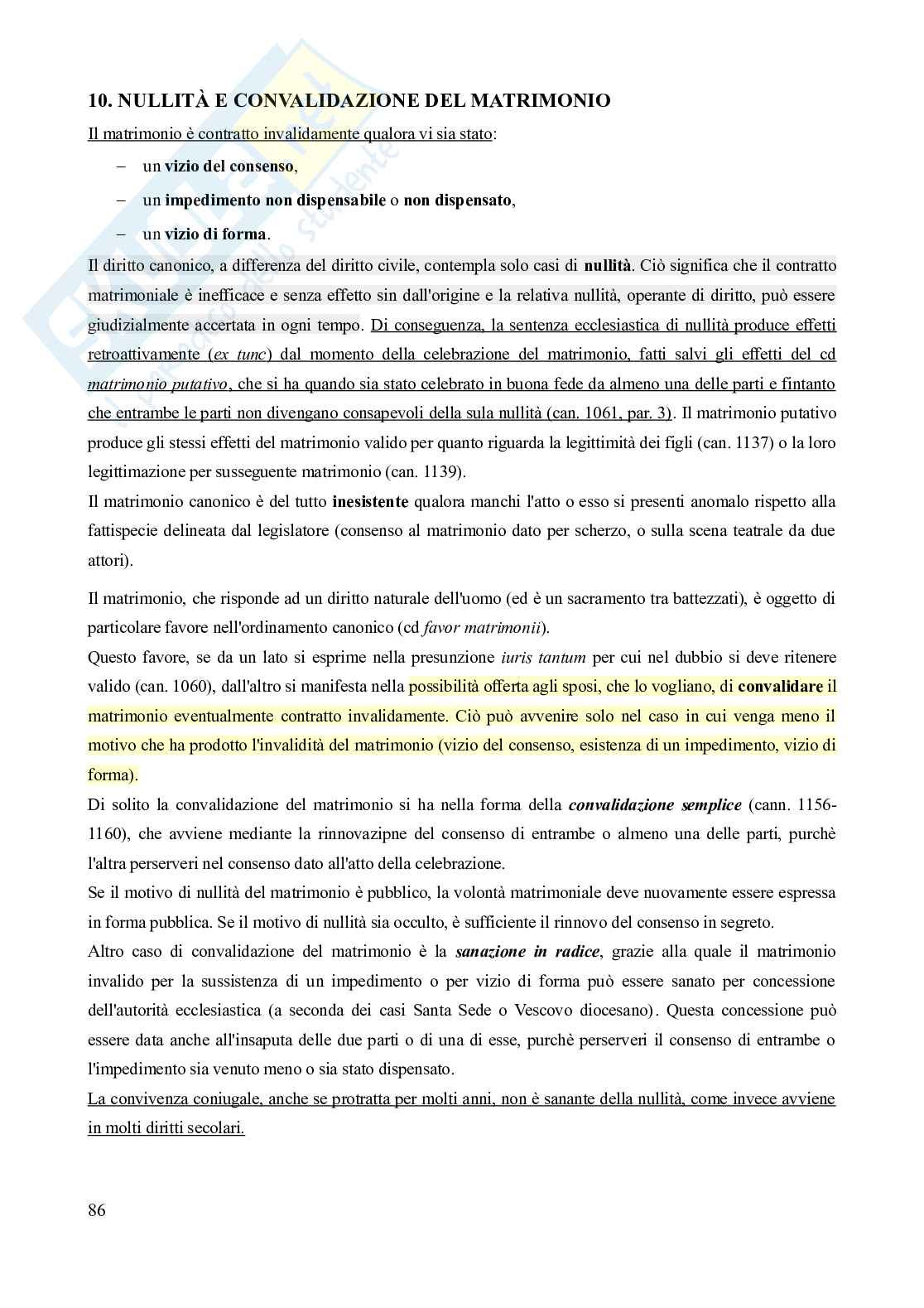 Riassunto esame Diritto canonico, Prof. Milani Daniela, libro consigliato Lezioni di diritto canonico (5^ edizione), Dalla Torre Pag. 86