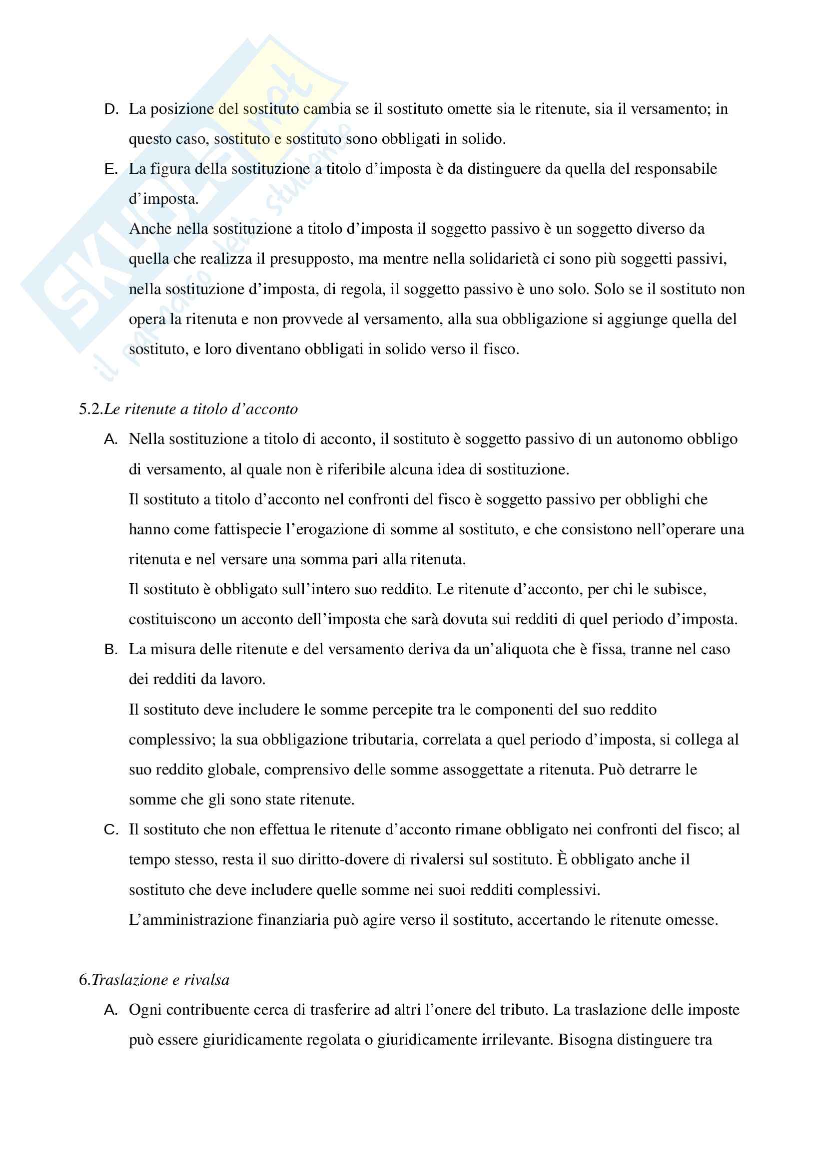 Riassunto esame Diritto Tributario, prof. Logozzo, libro consigliato Compendio di Diritto Tributario, Tesauro Pag. 26