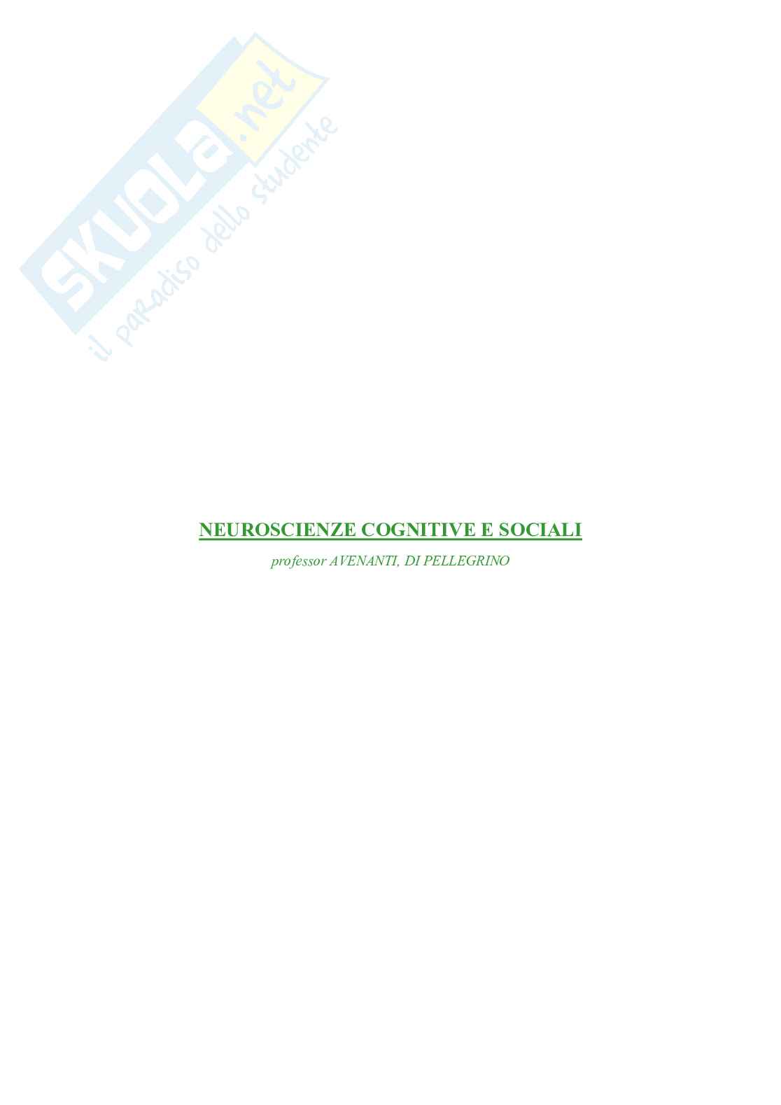 Appunti neuroscienze cognitive e sociali   Pag. 1