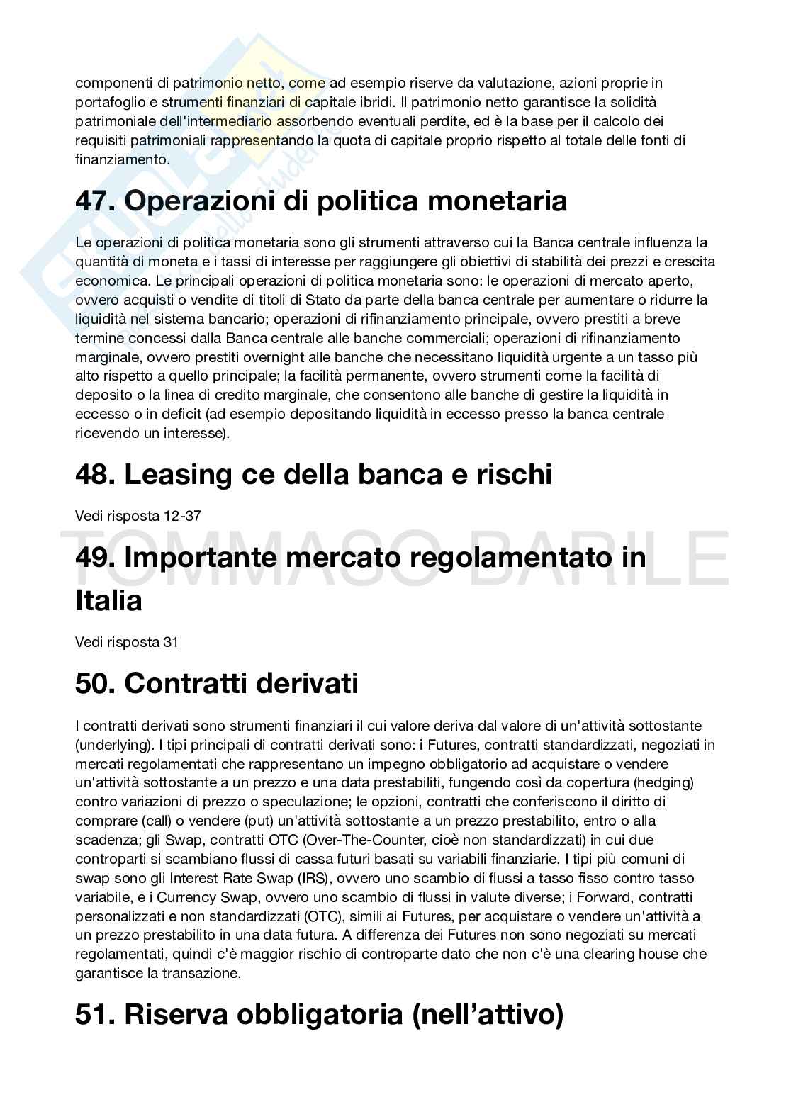 Domande e risposte per esame di Economia degli intermediari finanziari  Pag. 16