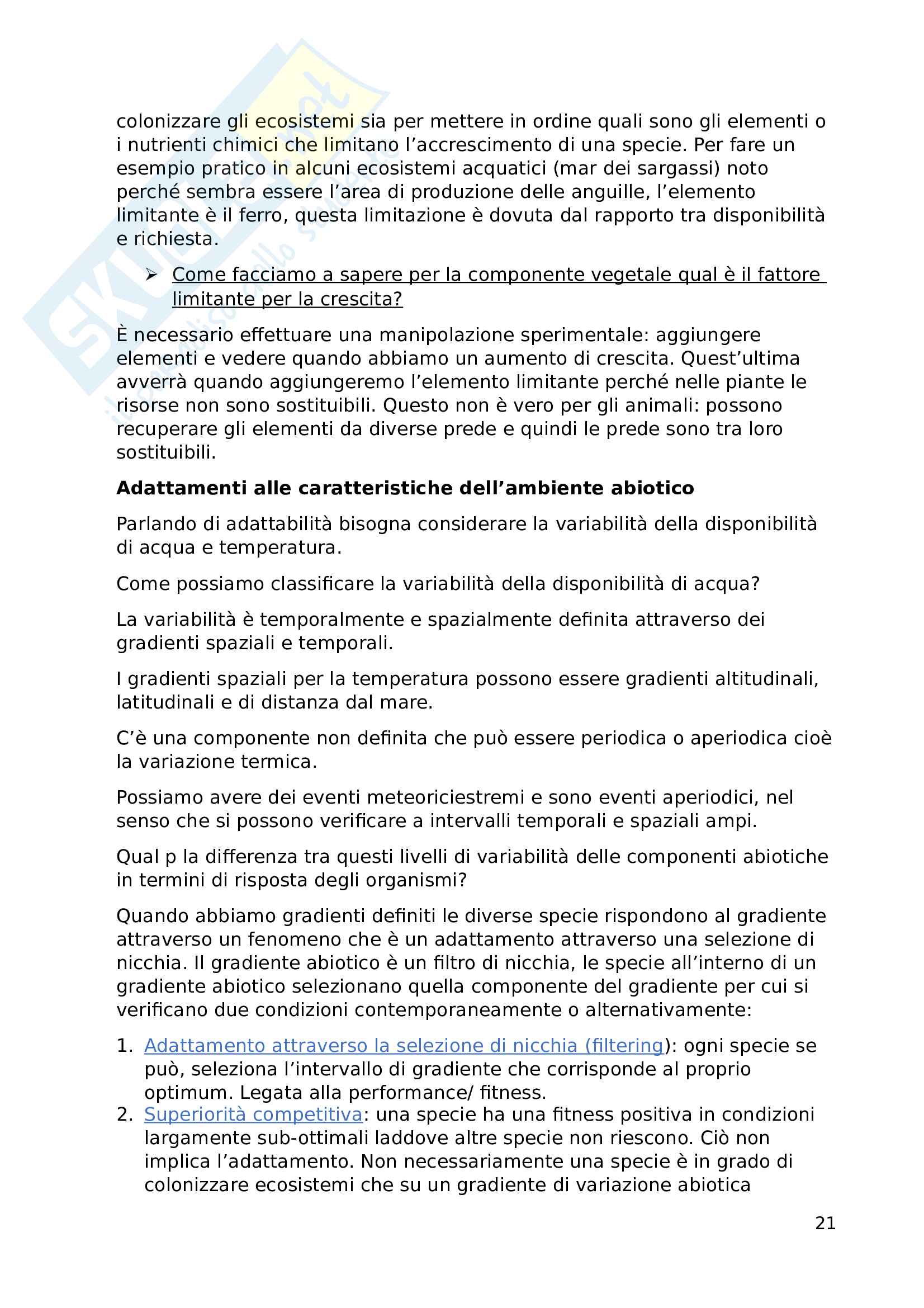 Appunti completi di tutte le lezioni sul corso di ecologia Pag. 21