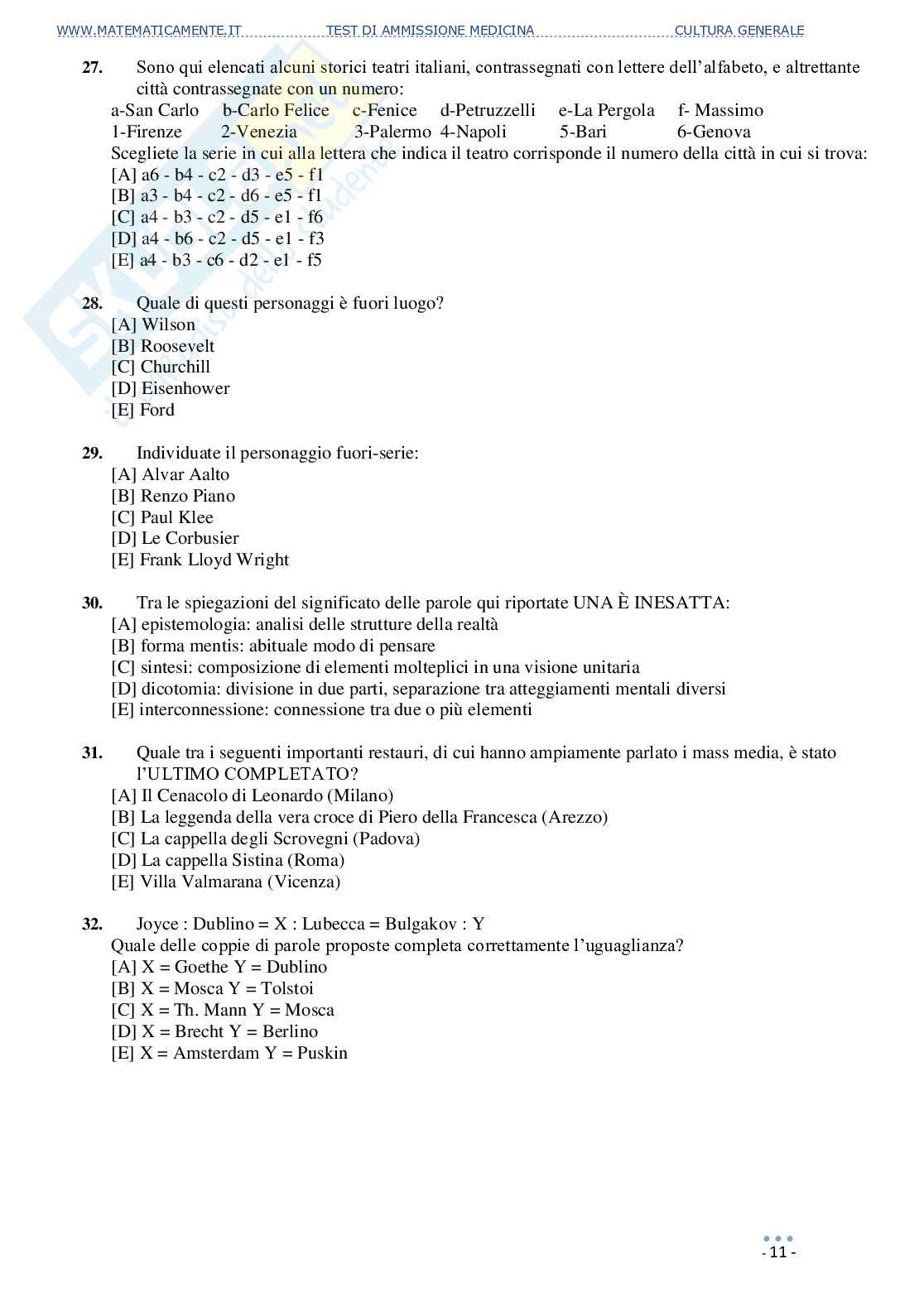 Test di ammissione a medicina, odontoiatria, veterinaria (ebook) Pag. 11