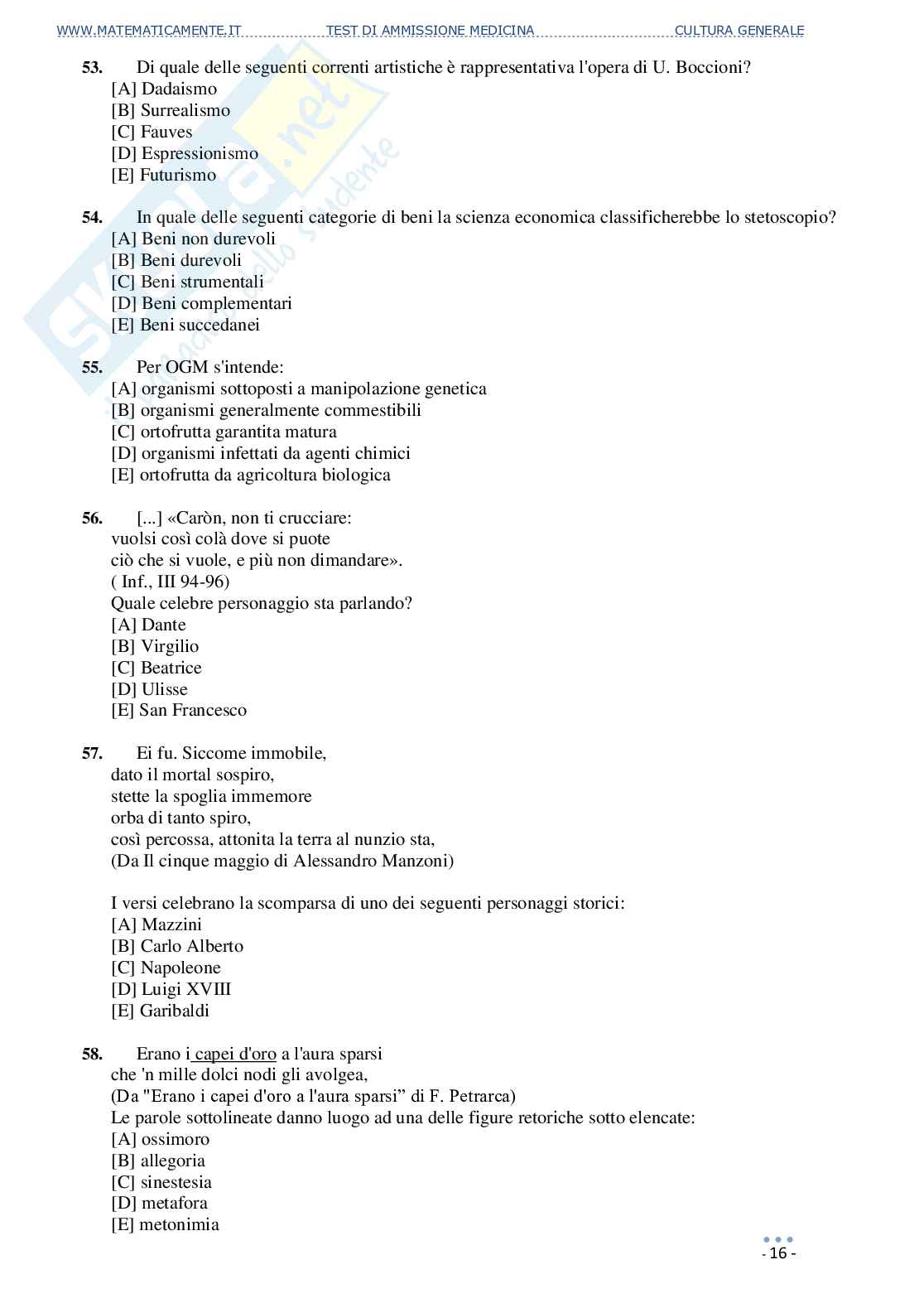 Test di ammissione a medicina, odontoiatria, veterinaria (ebook) Pag. 16