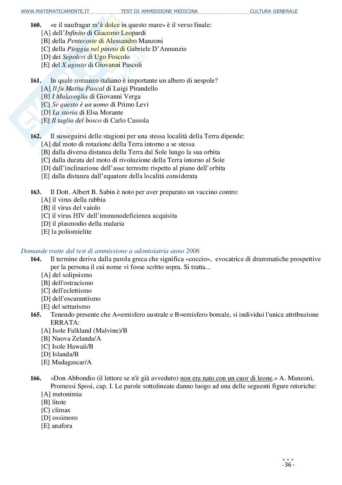 Test di ammissione a medicina, odontoiatria, veterinaria (ebook) Pag. 36