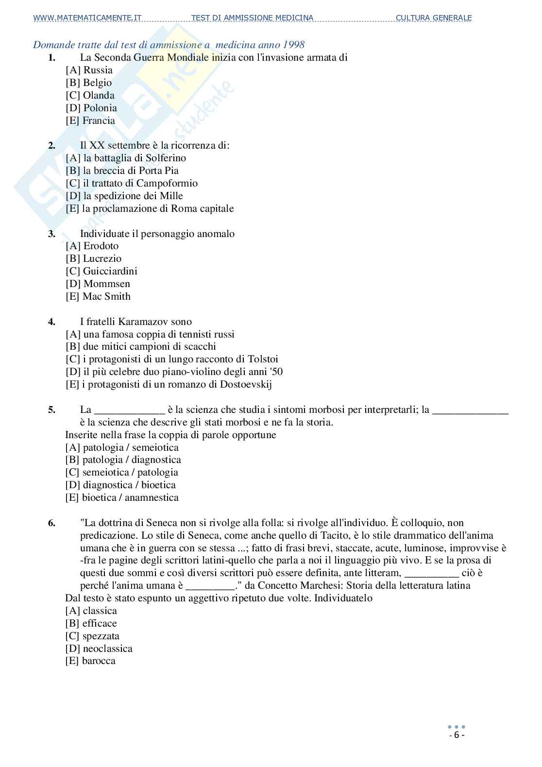 Test di ammissione a medicina, odontoiatria, veterinaria (ebook) Pag. 6