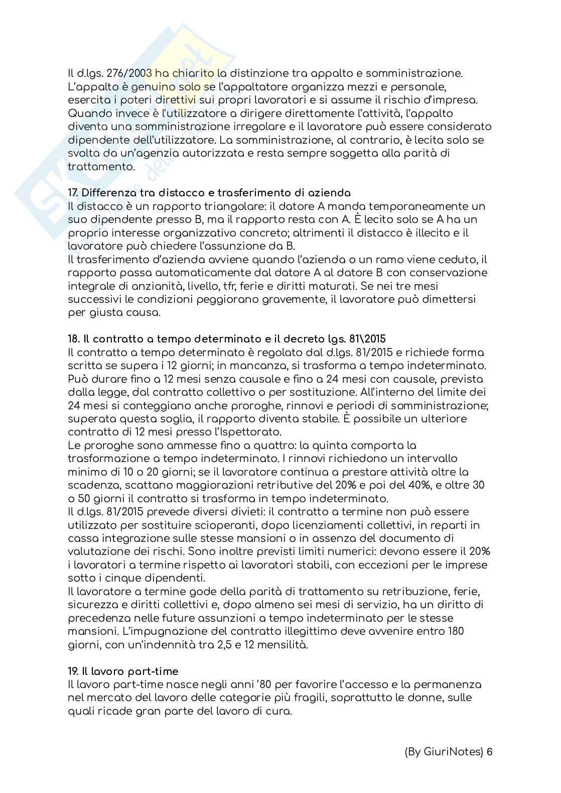 Domande e risposte dell’esame di Diritto del lavoro  Pag. 6