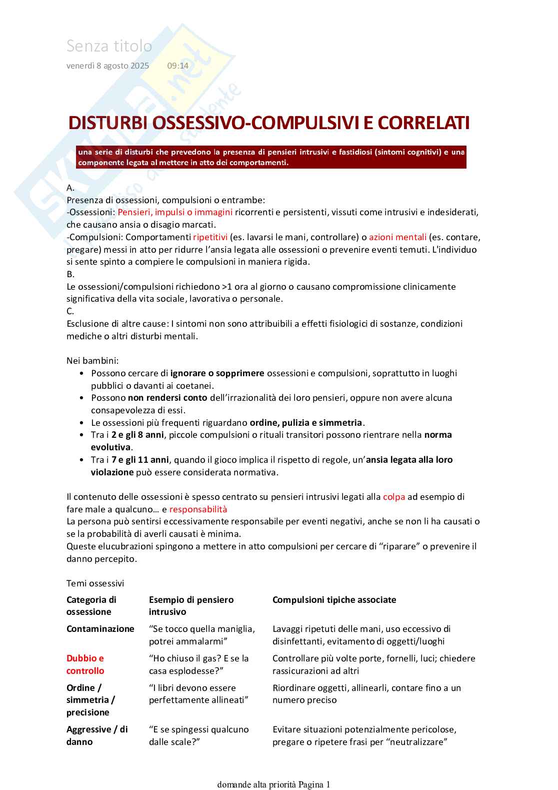 Ripasso esame Psicologia clinica Pag. 1