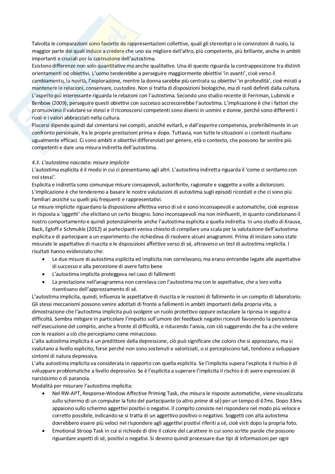 Riassunto esame Psicologia della personalità, prof. Moè, libro consigliato Autostima, cos'è e come si coltiva, Moè Pag. 11