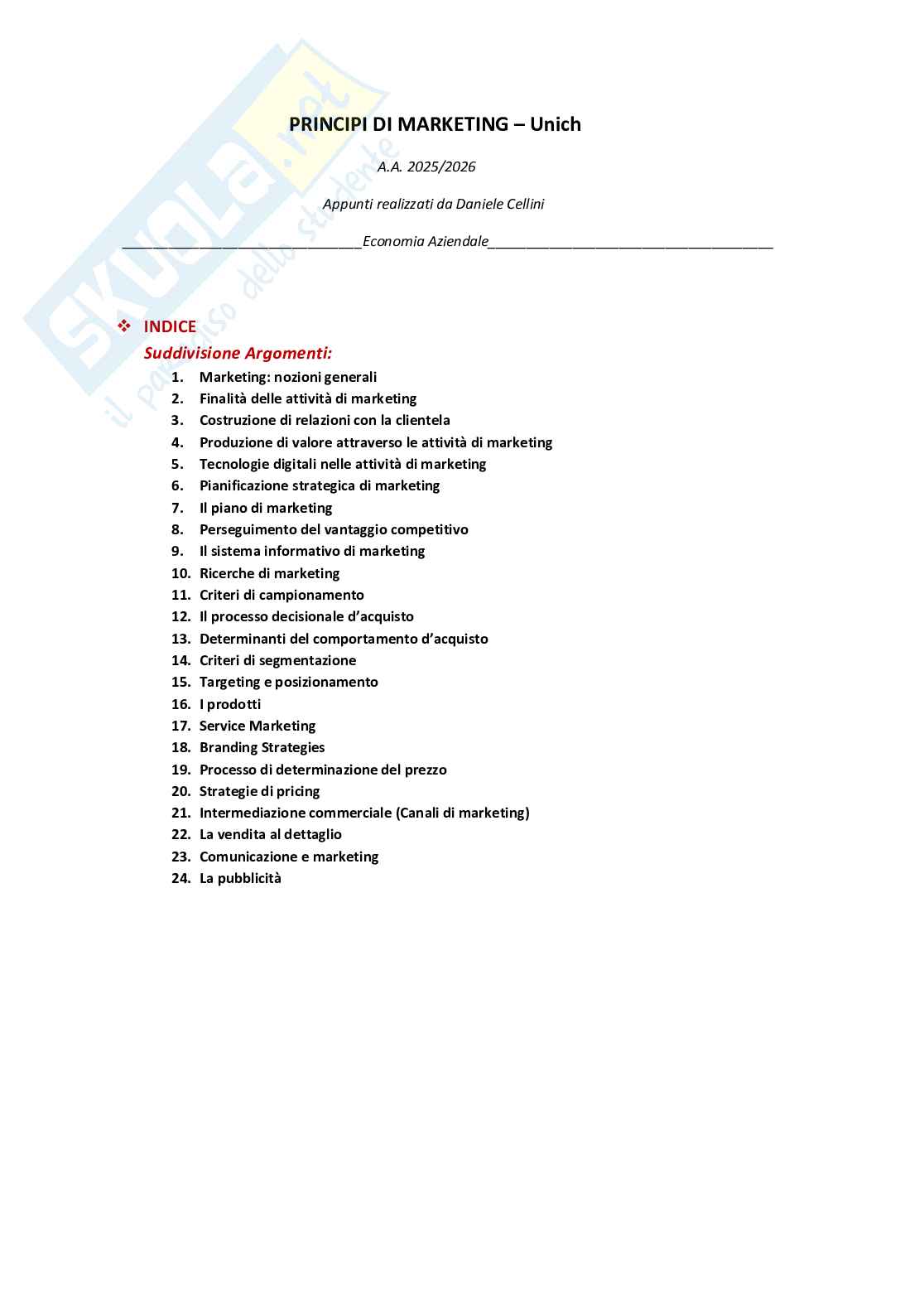 Principi di marketing - Appunti per l'esame totale Pag. 1