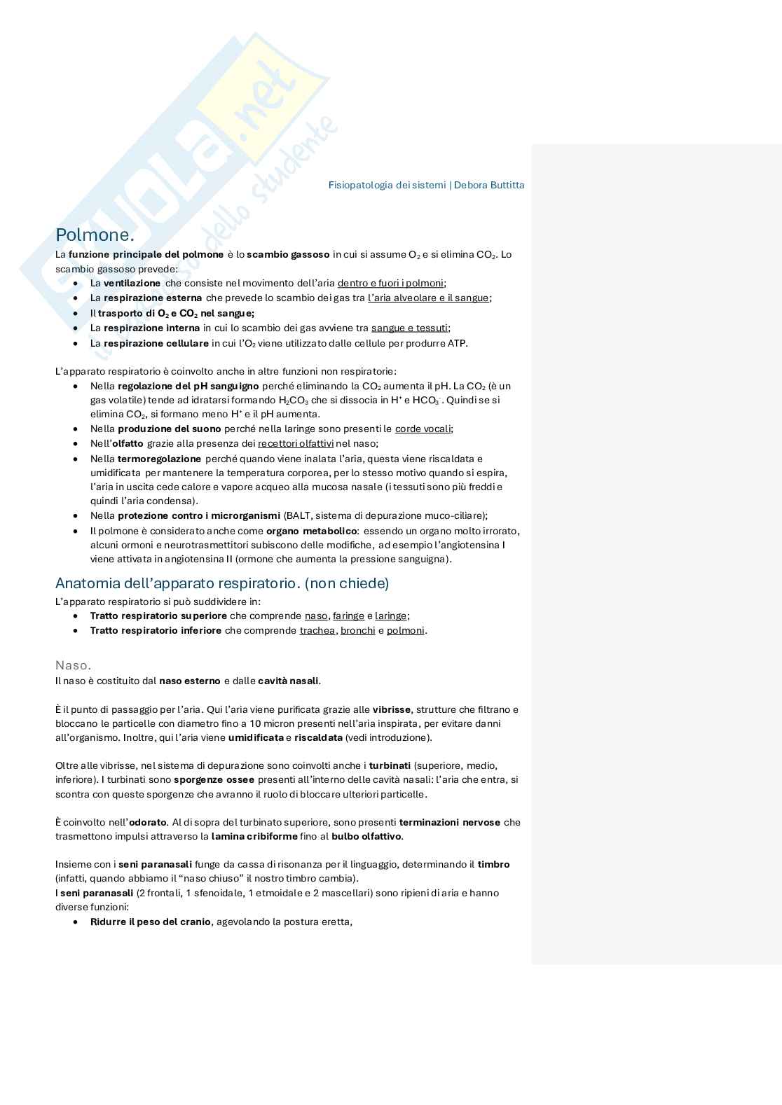Appunti di Fisiopatologia dei sistemi Pag. 1