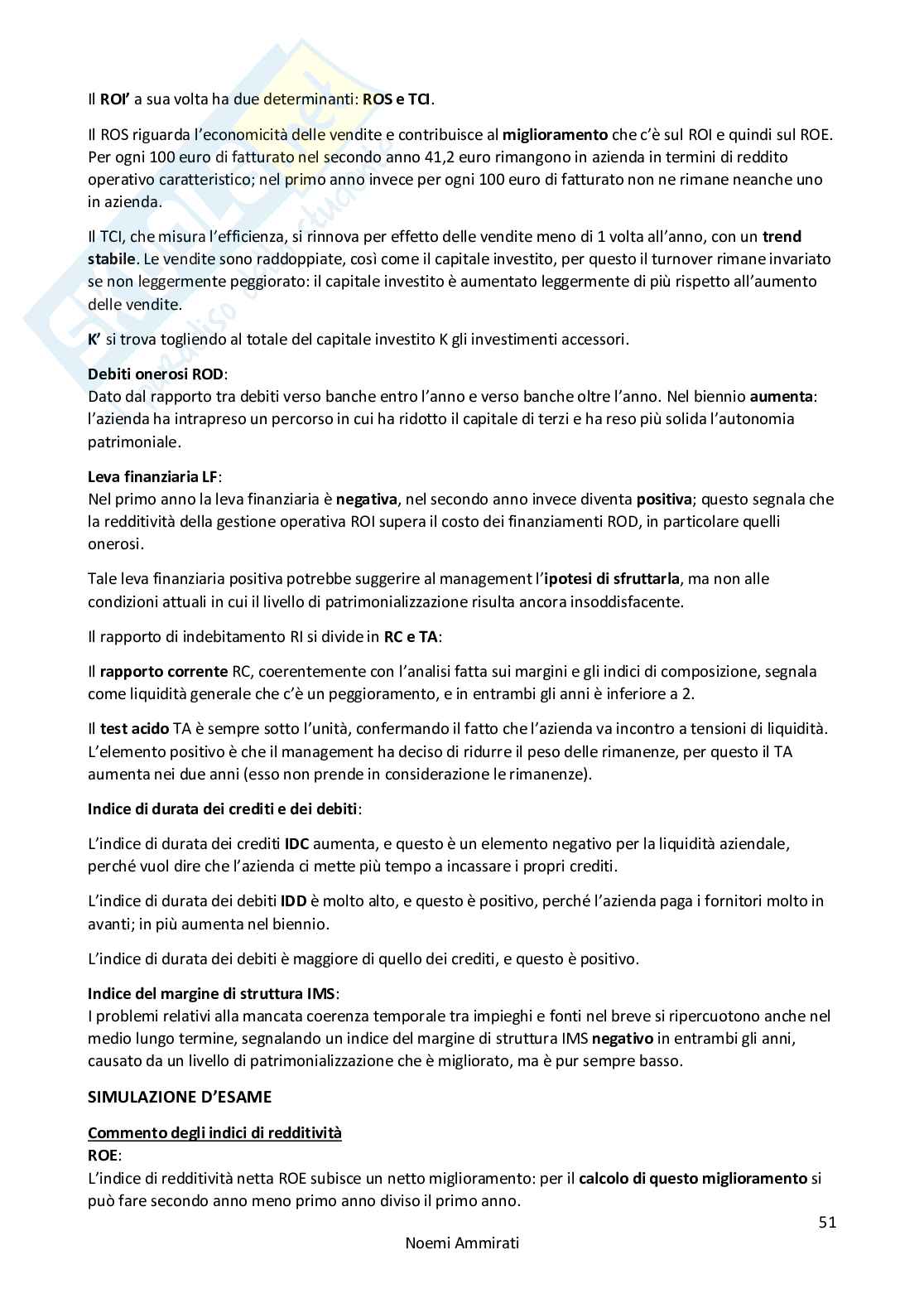 Analisi di bilancio per indici Pag. 51