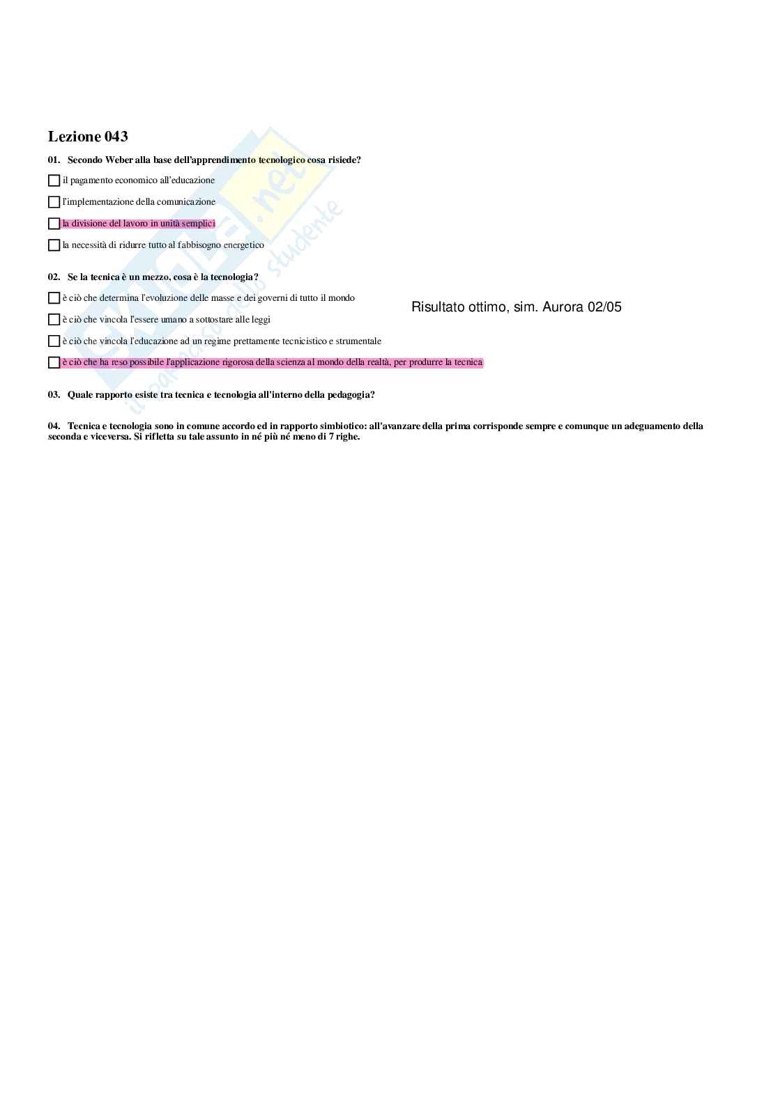 Paniere Pedagogia generale e sociale  - Risposte multiple - aggiornato (2026) Pag. 56