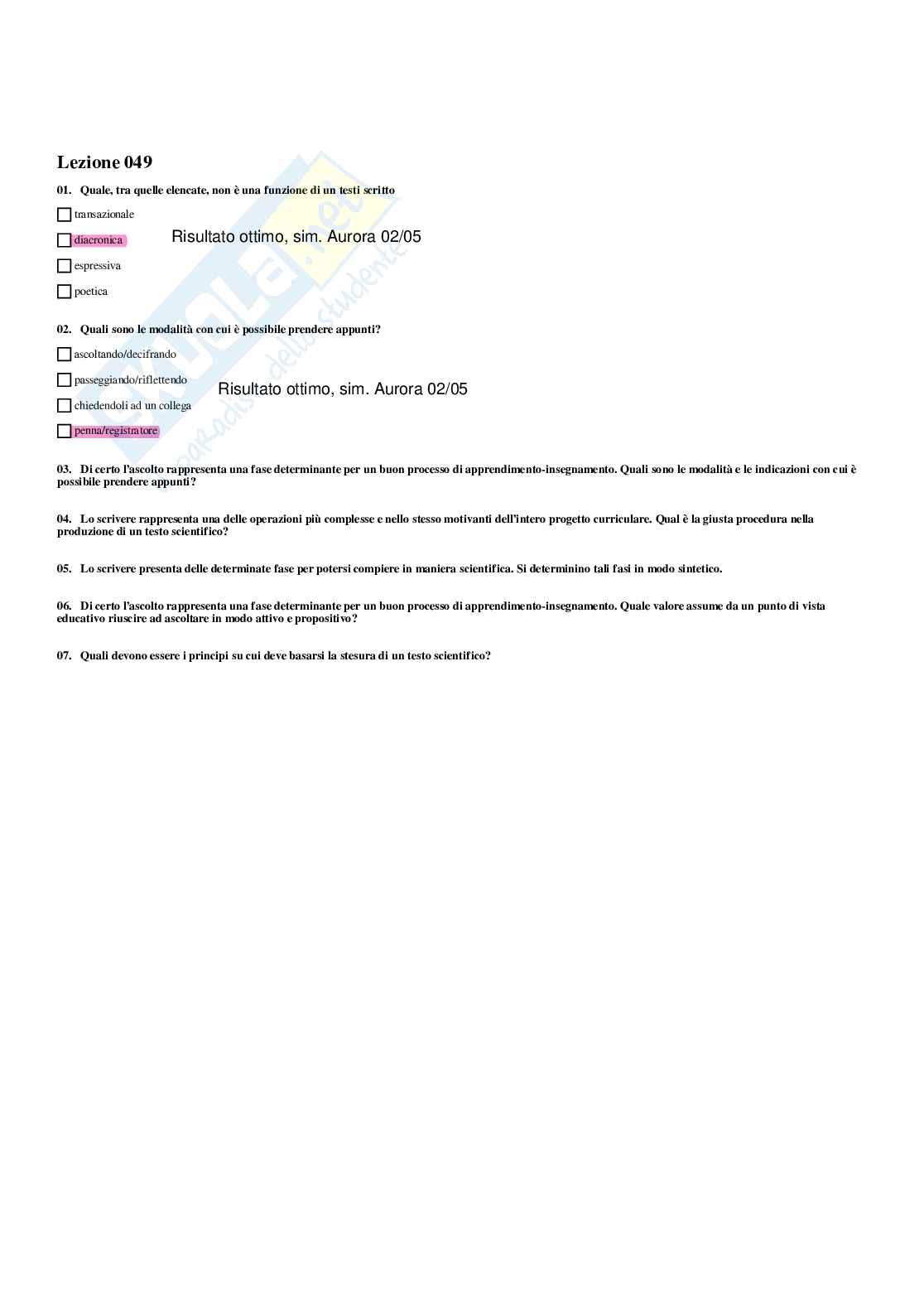 Paniere Pedagogia generale e sociale  - Risposte multiple - aggiornato (2026) Pag. 61