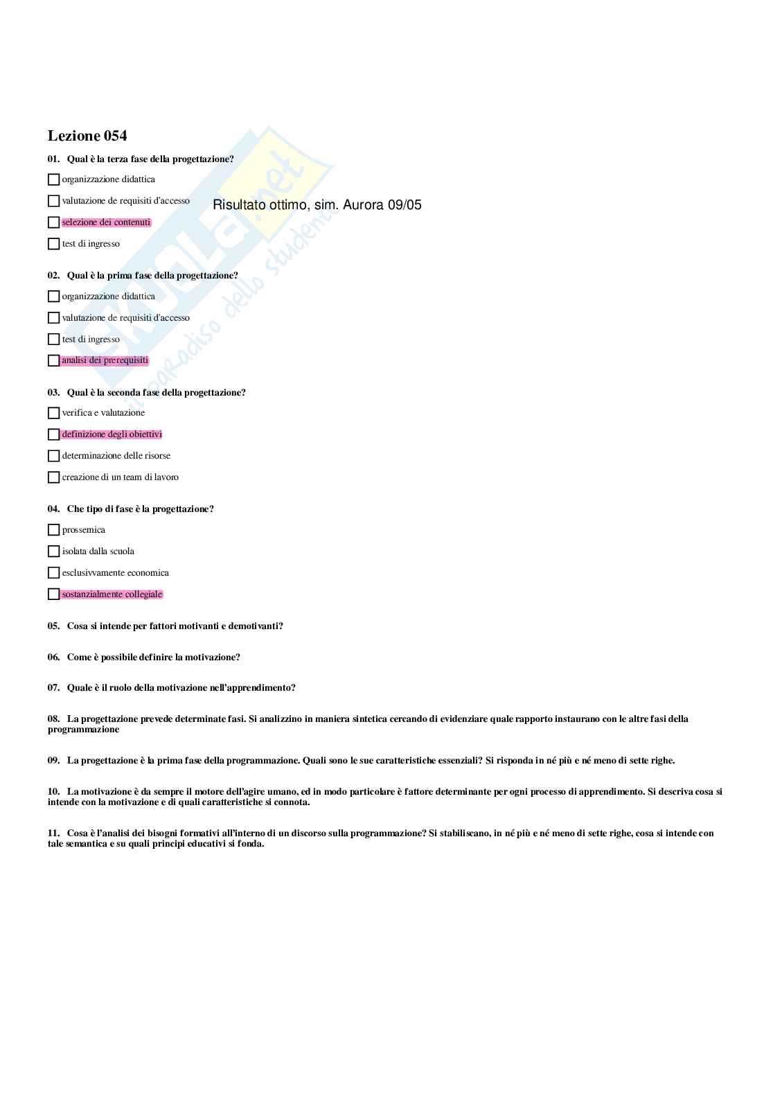 Paniere Pedagogia generale e sociale  - Risposte multiple - aggiornato (2026) Pag. 66