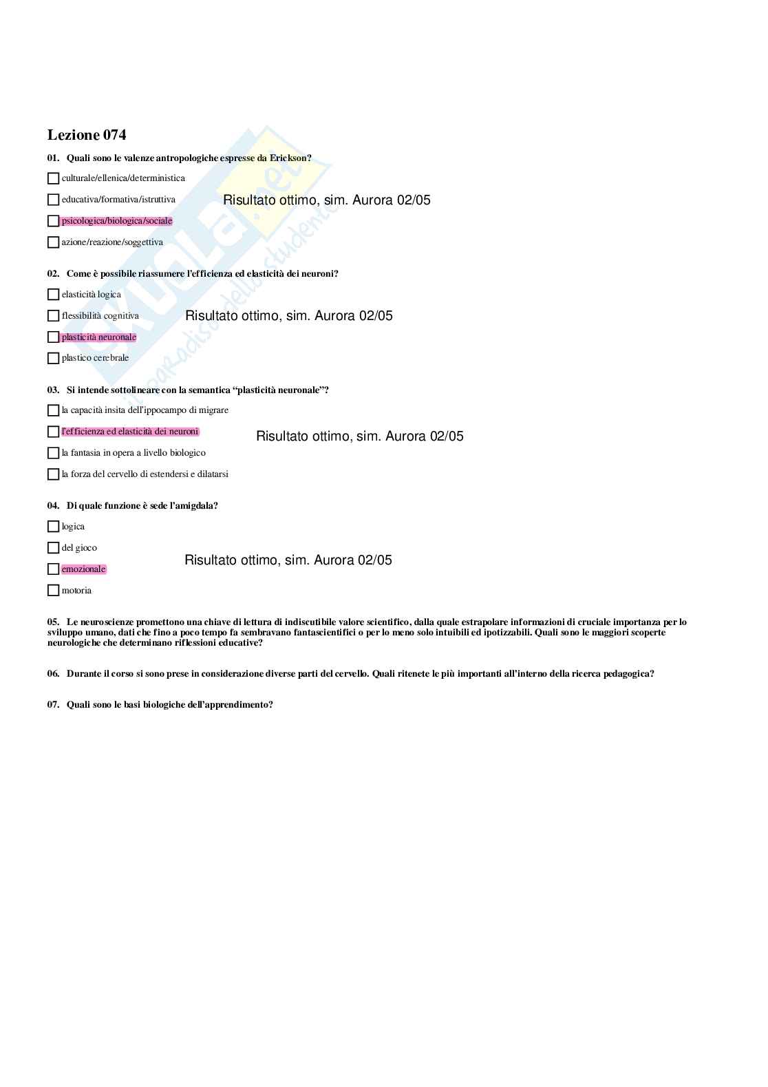 Paniere Pedagogia generale e sociale  - Risposte multiple - aggiornato (2026) Pag. 86