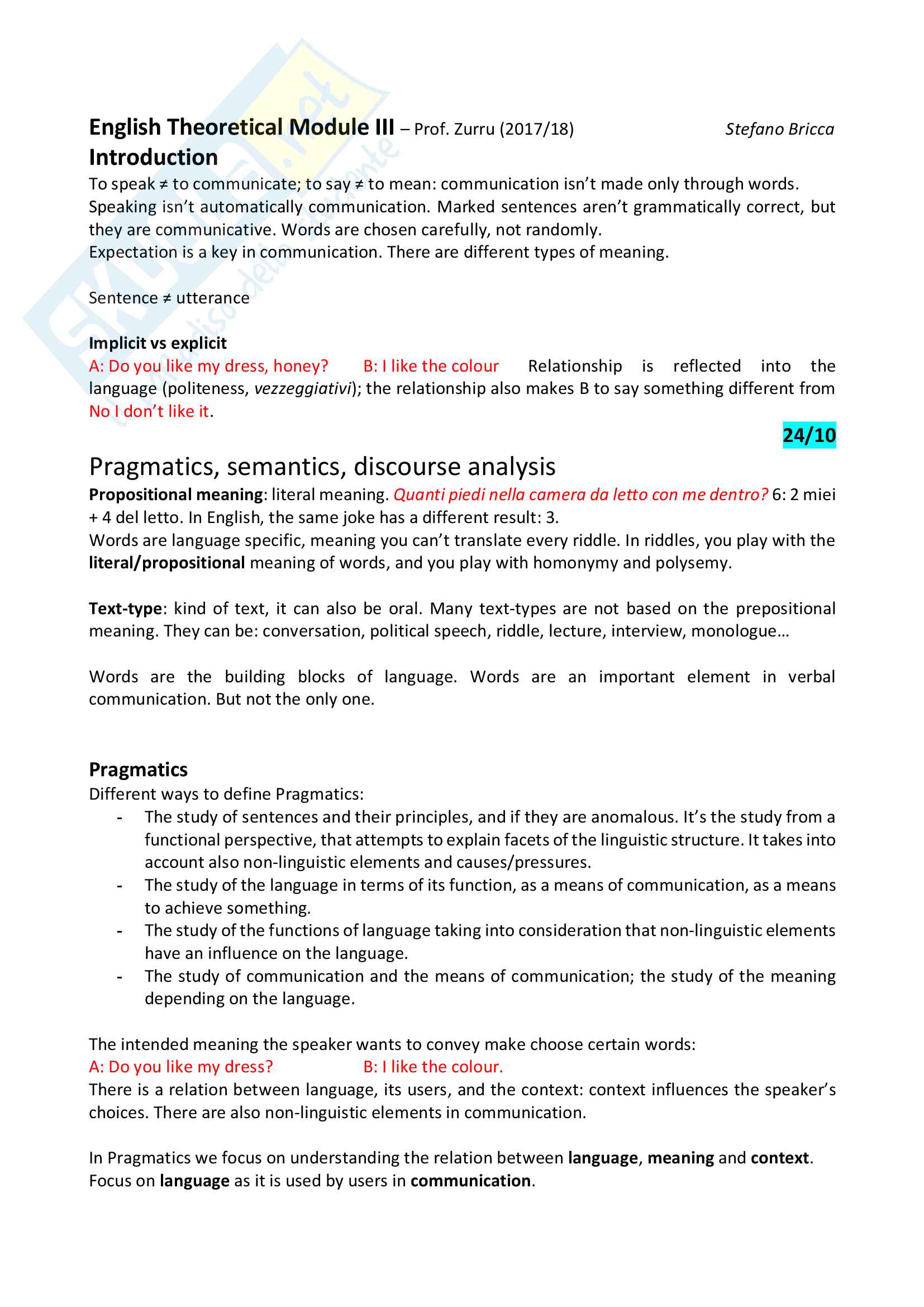 Appunti Di Modulo Teorico Inglese Iii Mt