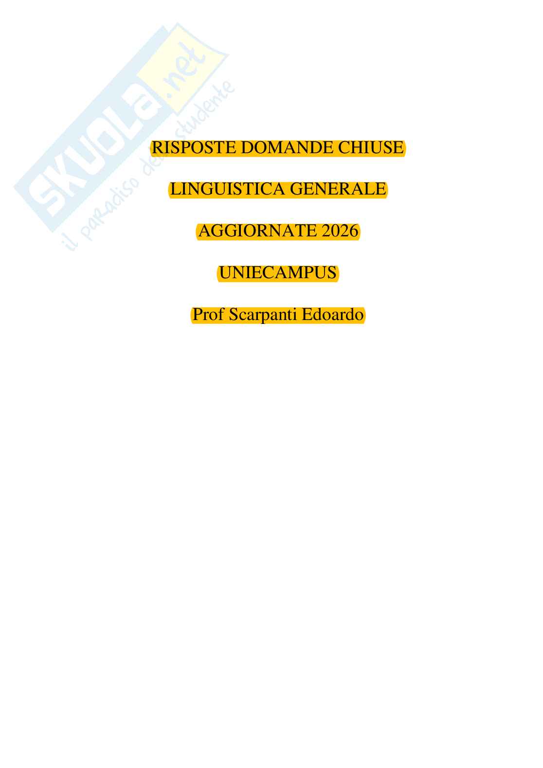 Risposte domande chiuse Linguistica generale aggiornate 2026  Pag. 1