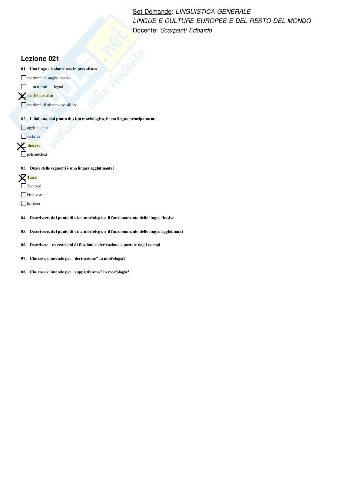 Risposte domande chiuse Linguistica generale aggiornate 2026  Pag. 31