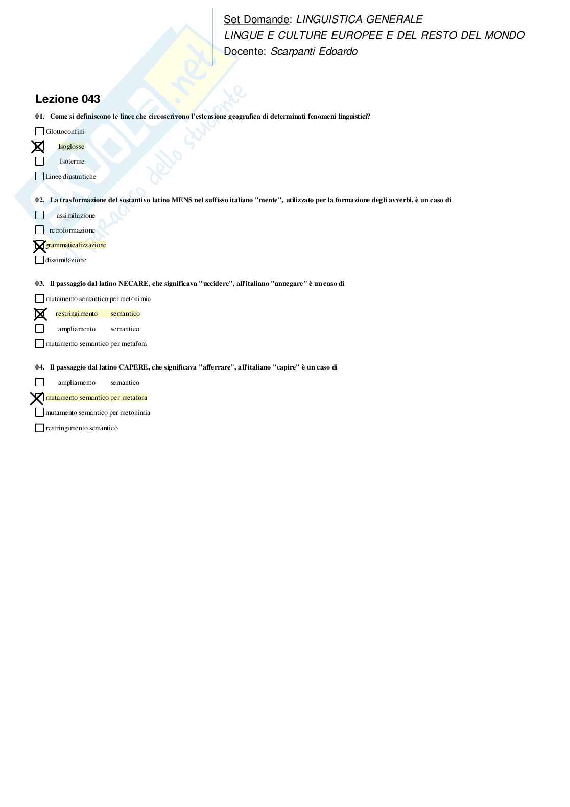 Risposte domande chiuse Linguistica generale aggiornate 2026  Pag. 46