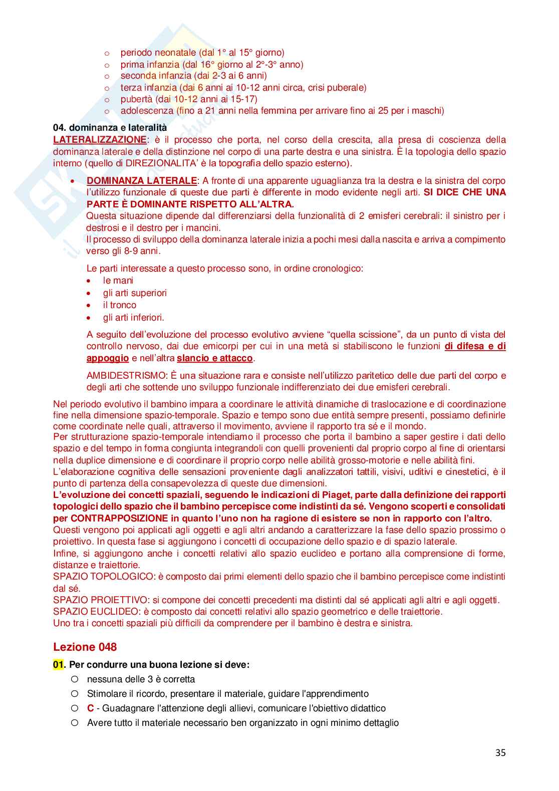 Paniere Completo di Didattica dell'attività motoria nell'età evolutiva e negli anziani (2026) - Risposte multiple e aperte corrette Pag. 36