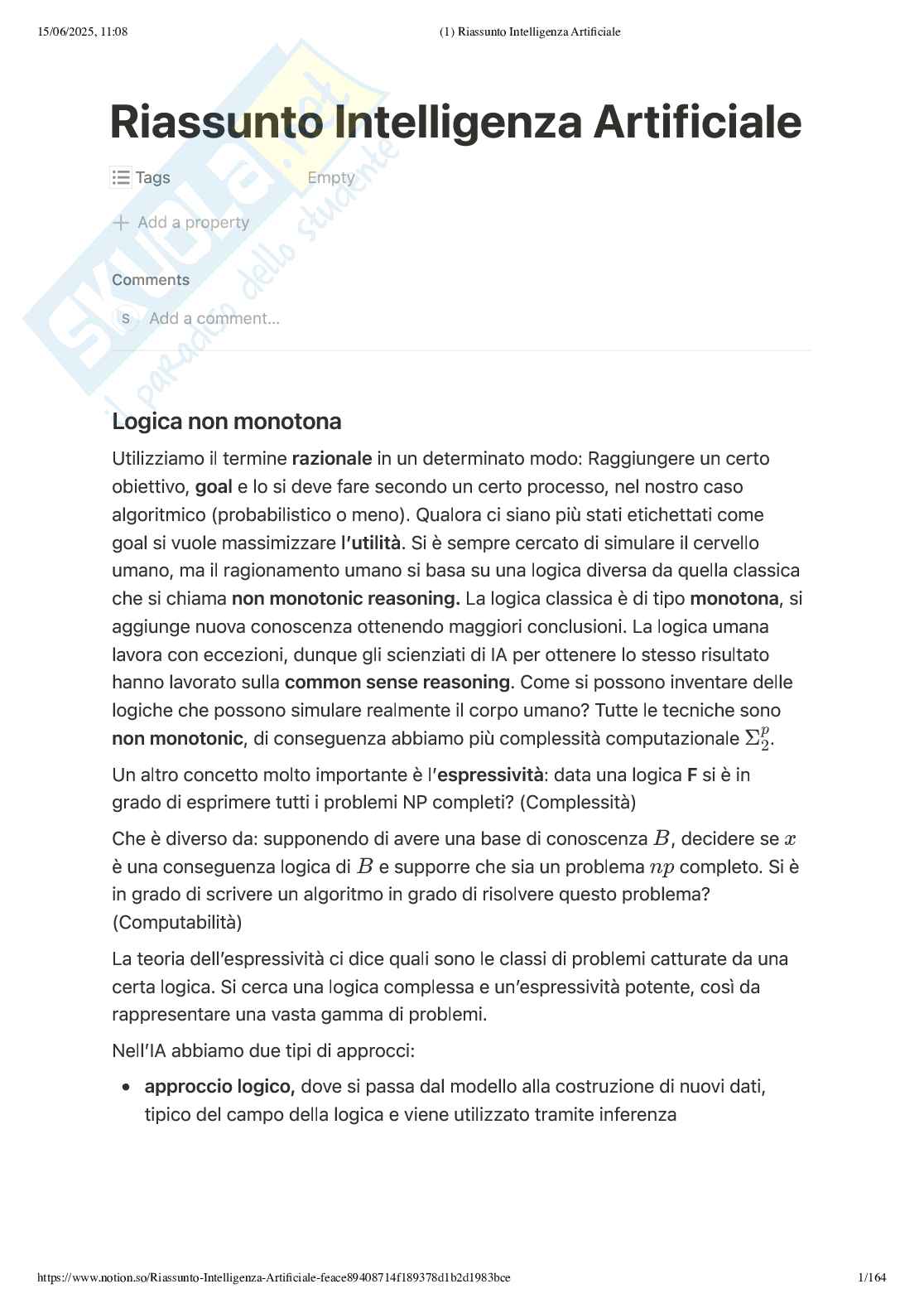 Appunti lezione Intelligenza artificiale - parte 1 Pag. 1
