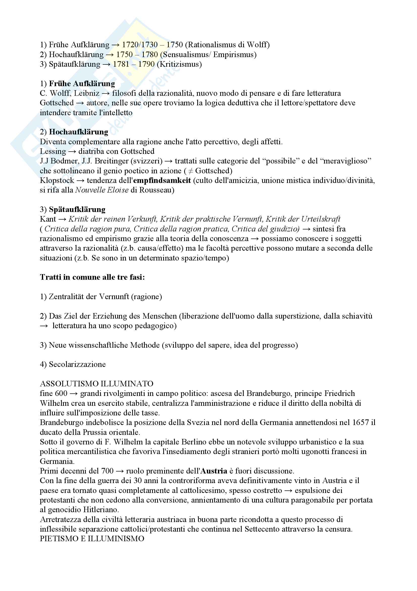 Letteratura Tedesca I - Dall'Illuminismo al Tardo Romanticismo Pag. 2