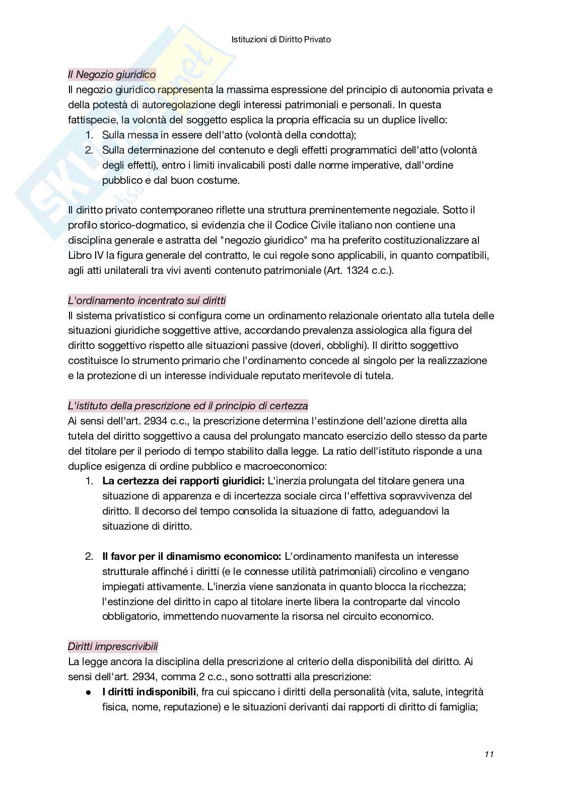 Riassunto esame Istituzioni di diritto privato, Prof. Bellomia Valentina, libro consigliato Istituzioni delle leggi civili, Russo, Doria, Lener Pag. 11