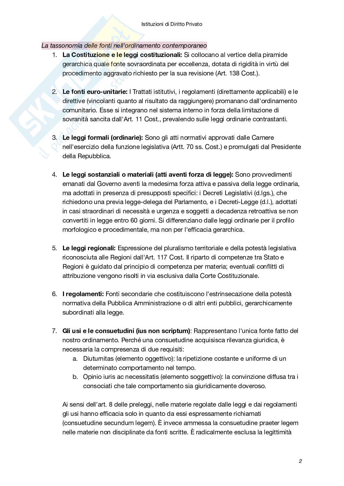 Riassunto esame Istituzioni di diritto privato, Prof. Bellomia Valentina, libro consigliato Istituzioni delle leggi civili, Russo, Doria, Lener Pag. 2