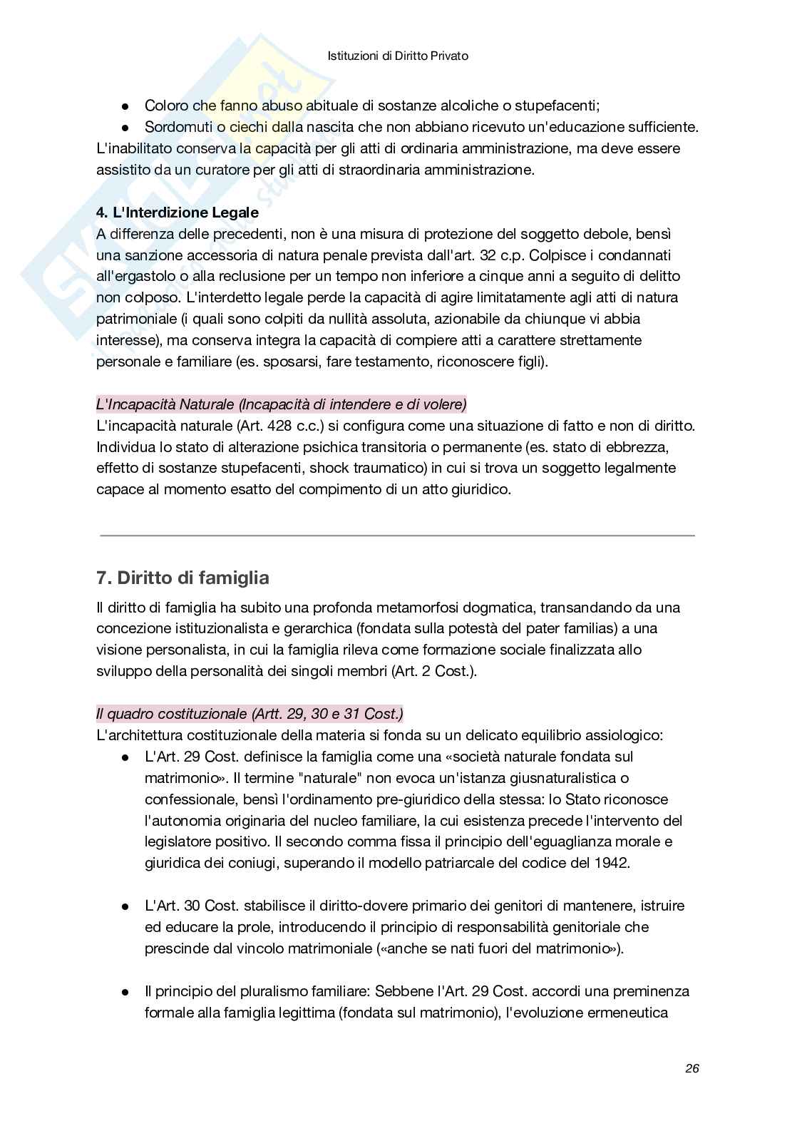Riassunto esame Istituzioni di diritto privato, Prof. Bellomia Valentina, libro consigliato Istituzioni delle leggi civili, Russo, Doria, Lener Pag. 26