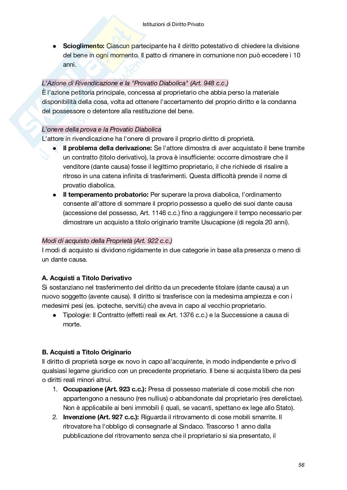 Riassunto esame Istituzioni di diritto privato, Prof. Bellomia Valentina, libro consigliato Istituzioni delle leggi civili, Russo, Doria, Lener Pag. 56