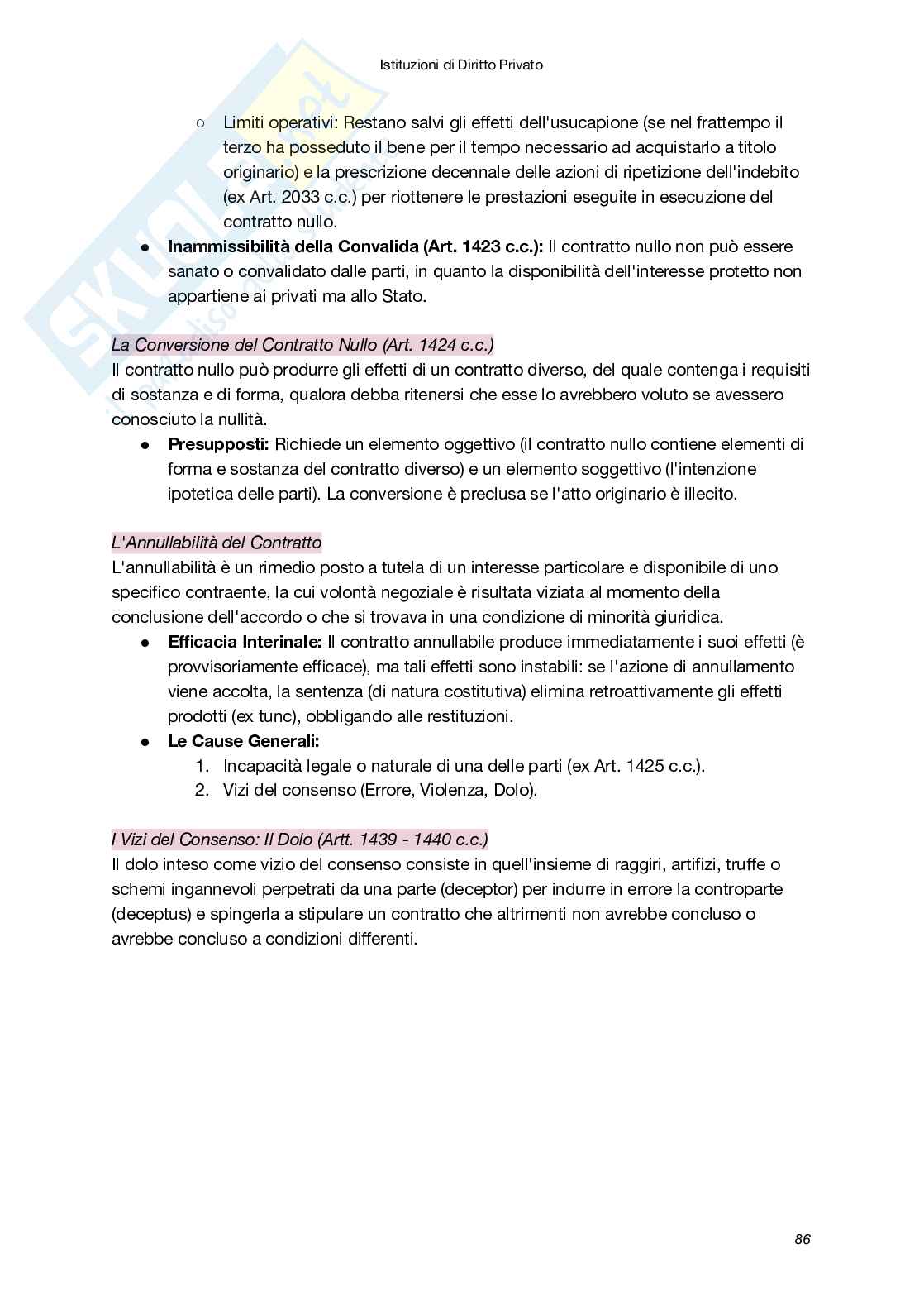 Riassunto esame Istituzioni di diritto privato, Prof. Bellomia Valentina, libro consigliato Istituzioni delle leggi civili, Russo, Doria, Lener Pag. 86