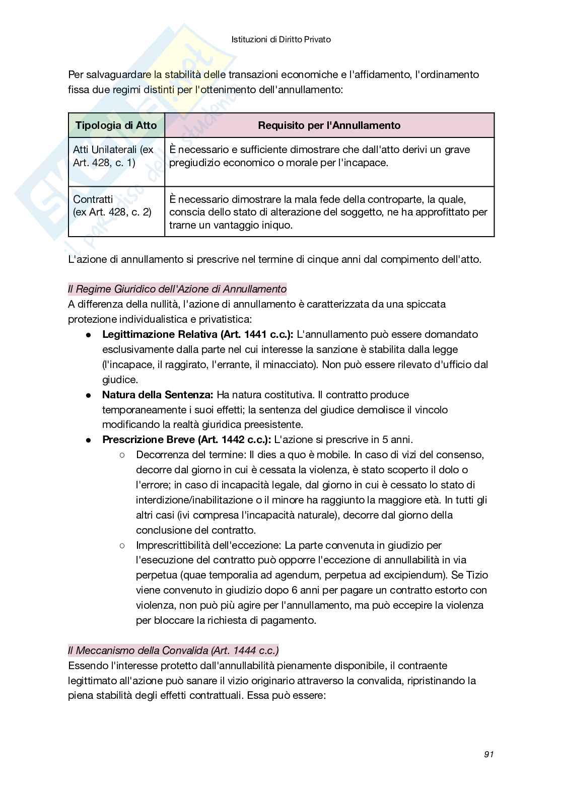 Riassunto esame Istituzioni di diritto privato, Prof. Bellomia Valentina, libro consigliato Istituzioni delle leggi civili, Russo, Doria, Lener Pag. 91