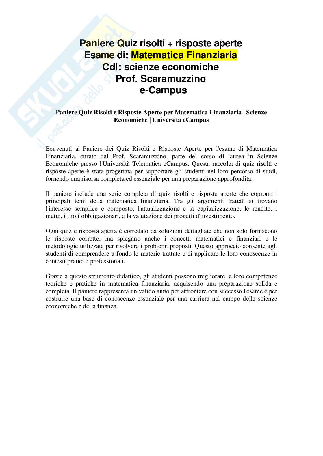 Matematica finanziaria Pag. 1