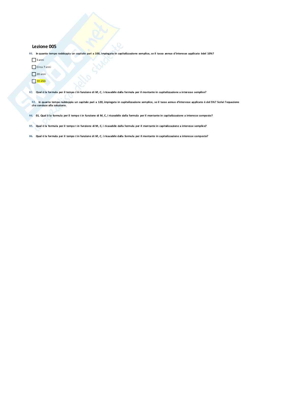 Matematica finanziaria Pag. 6
