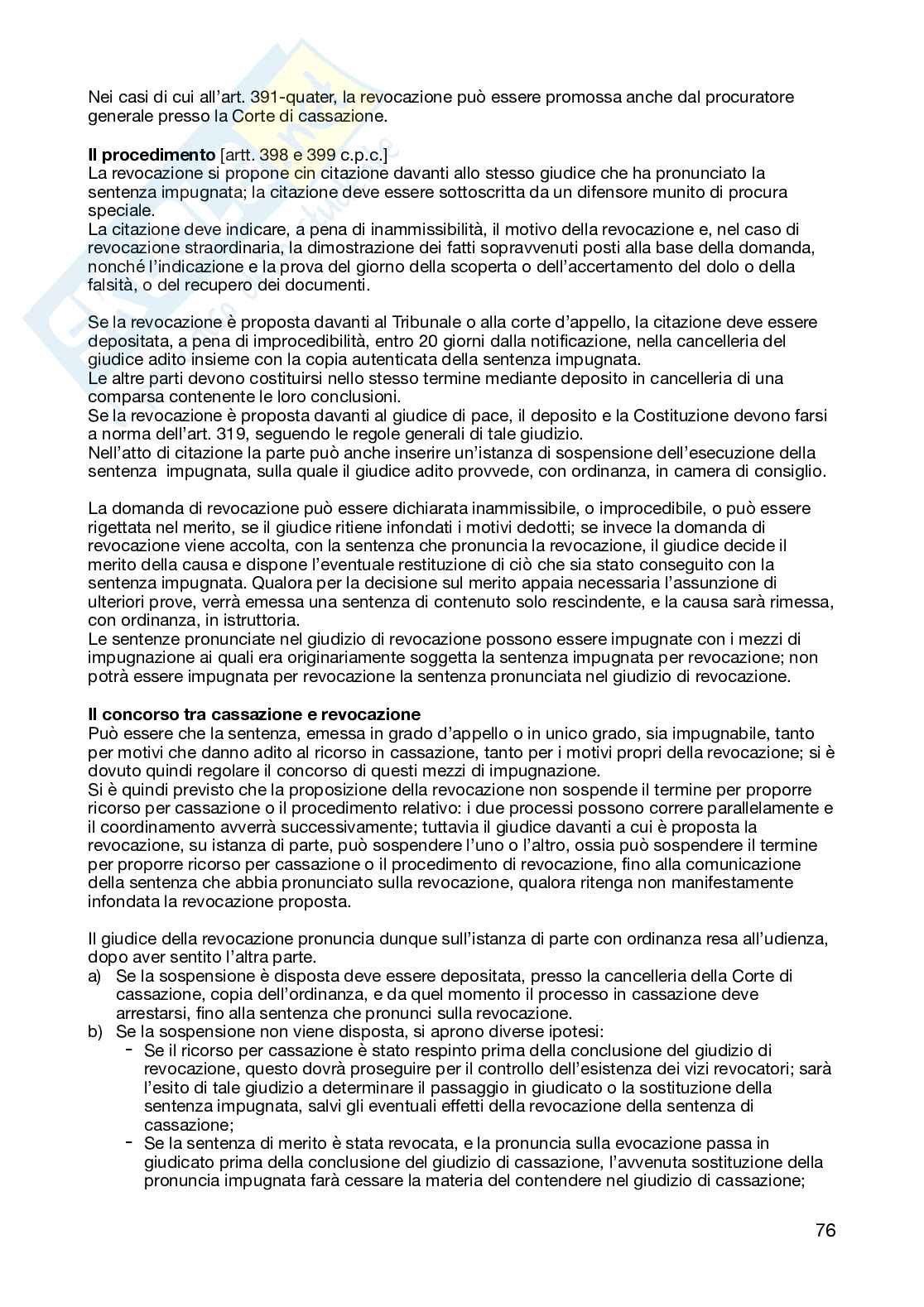 Riassunto esame Diritto processuale civile, Prof. Salvaneschi Laura Eugenia Maria, libro consigliato Lineamenti del processo di cognizione , G. Tarzia - F. Danovi - L. SalvaneschI Pag. 76