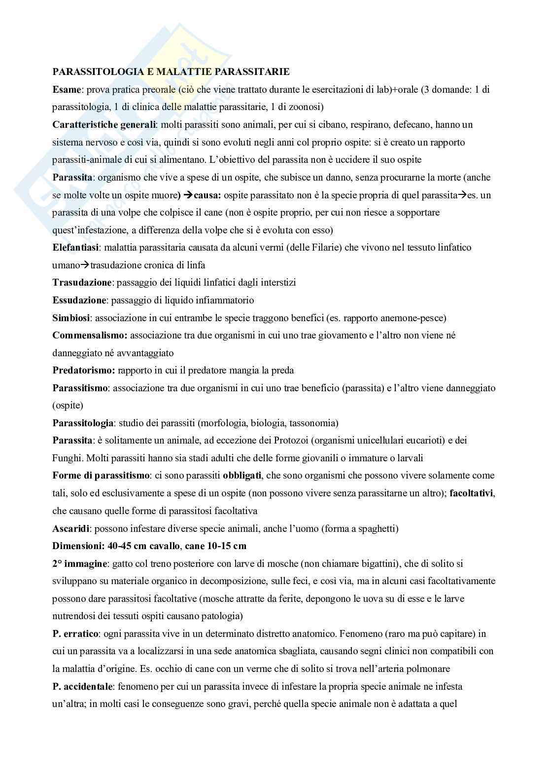 Parassitologia e malattie parassitarie Pag. 1