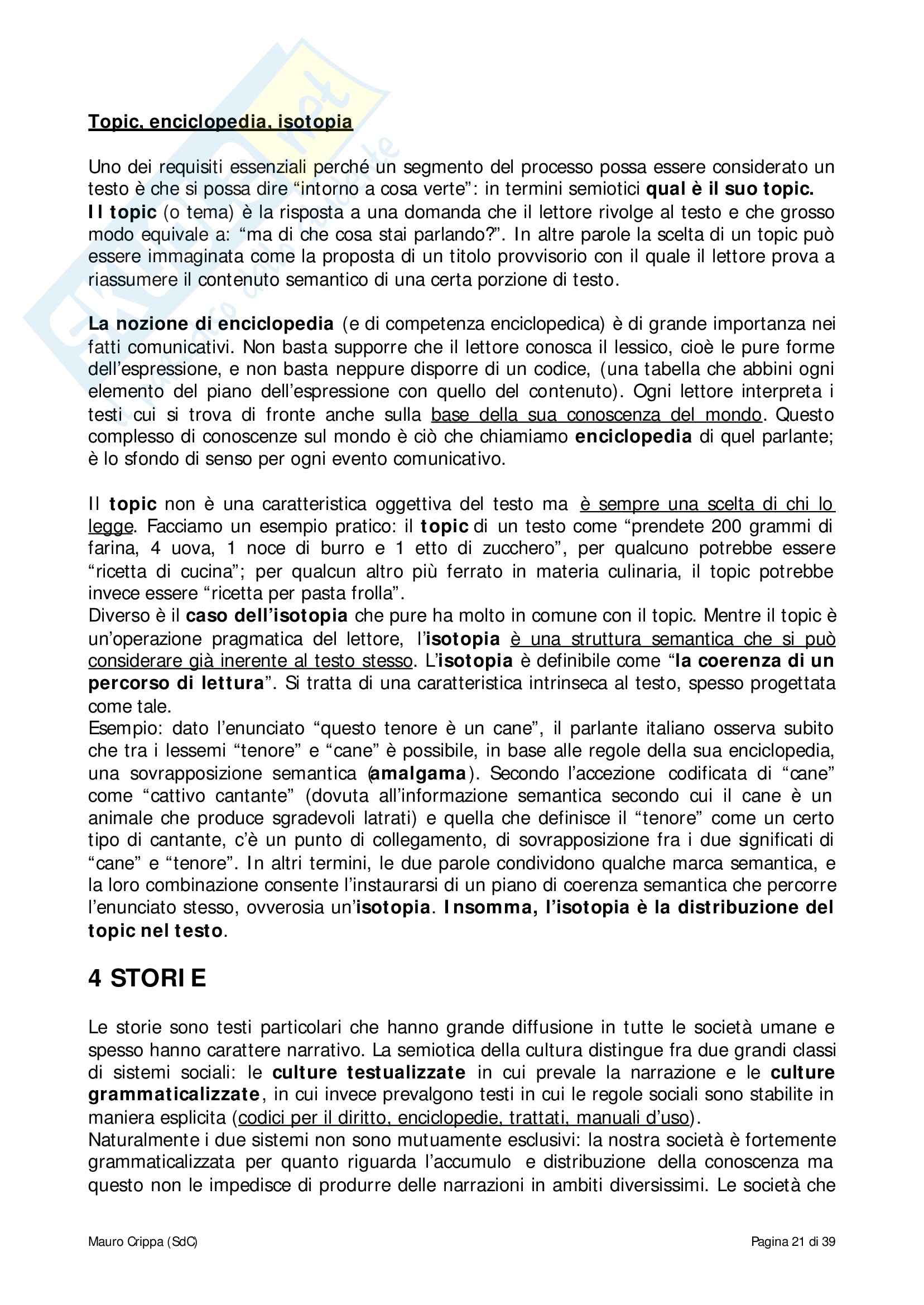 Riassunto esame Semiotica, prof. Facchetti, libro consigliato Manuale di Semiotica, Volli Pag. 21