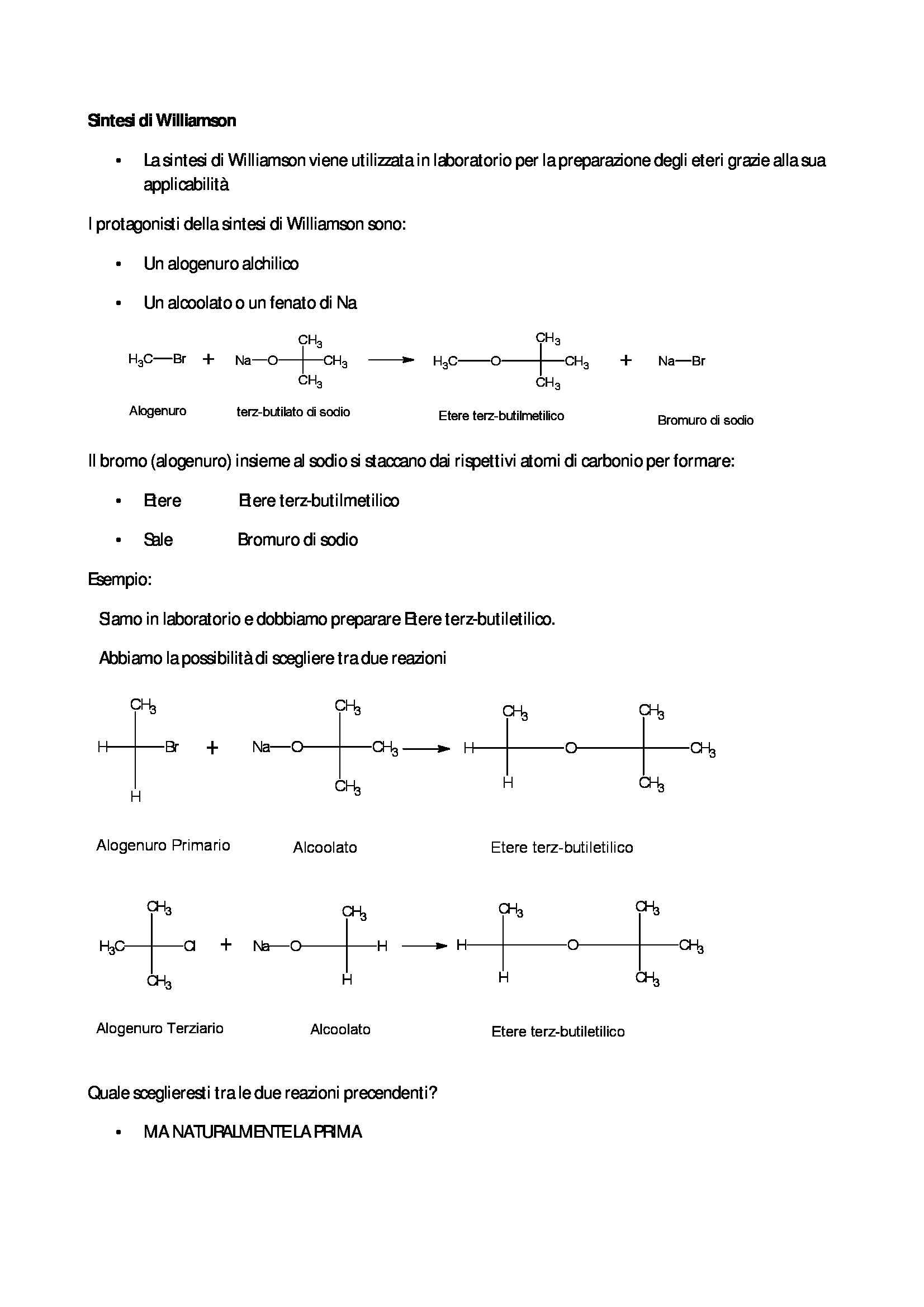 Chimica organica - Sintesi di Williamson Pag. 1