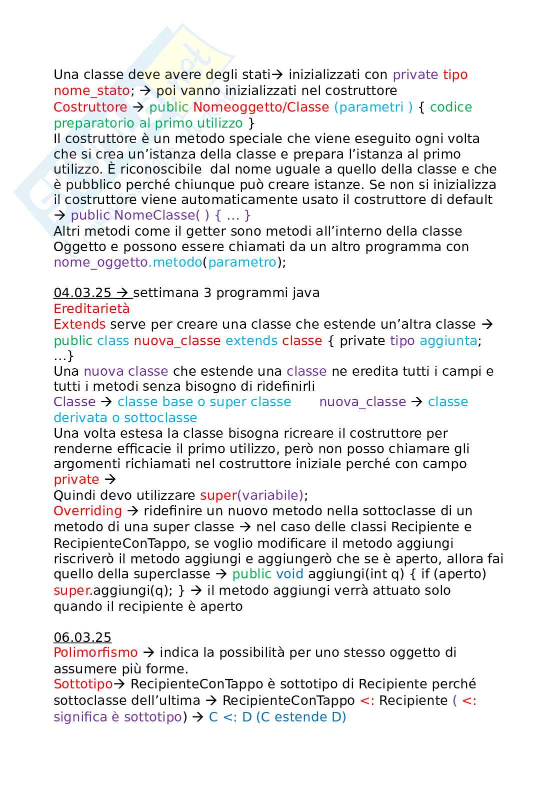 Appunti Laboratorio Programmazione (JAVA) + Progetto Pag. 2
