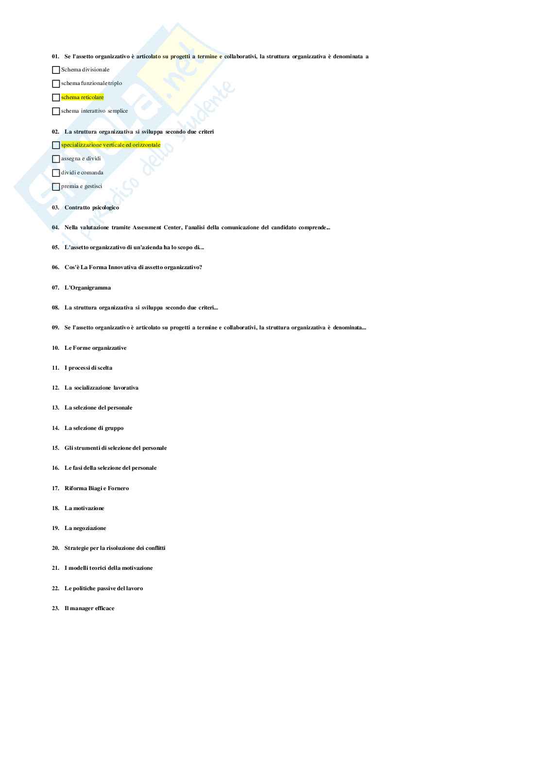 Psicologia delle organizzazioni Pag. 2