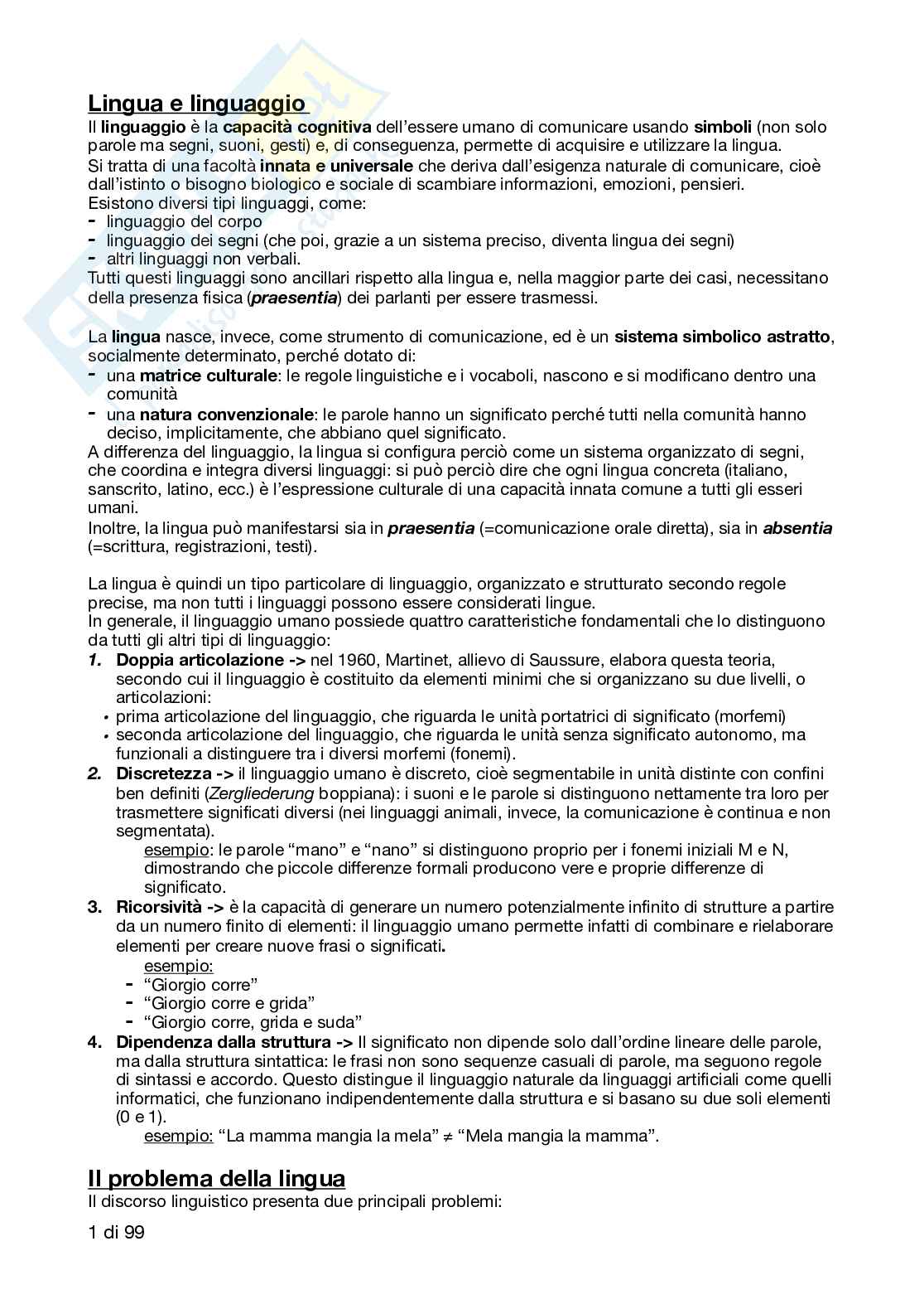 Glottologia - Appunti completi Modulo A Pag. 1